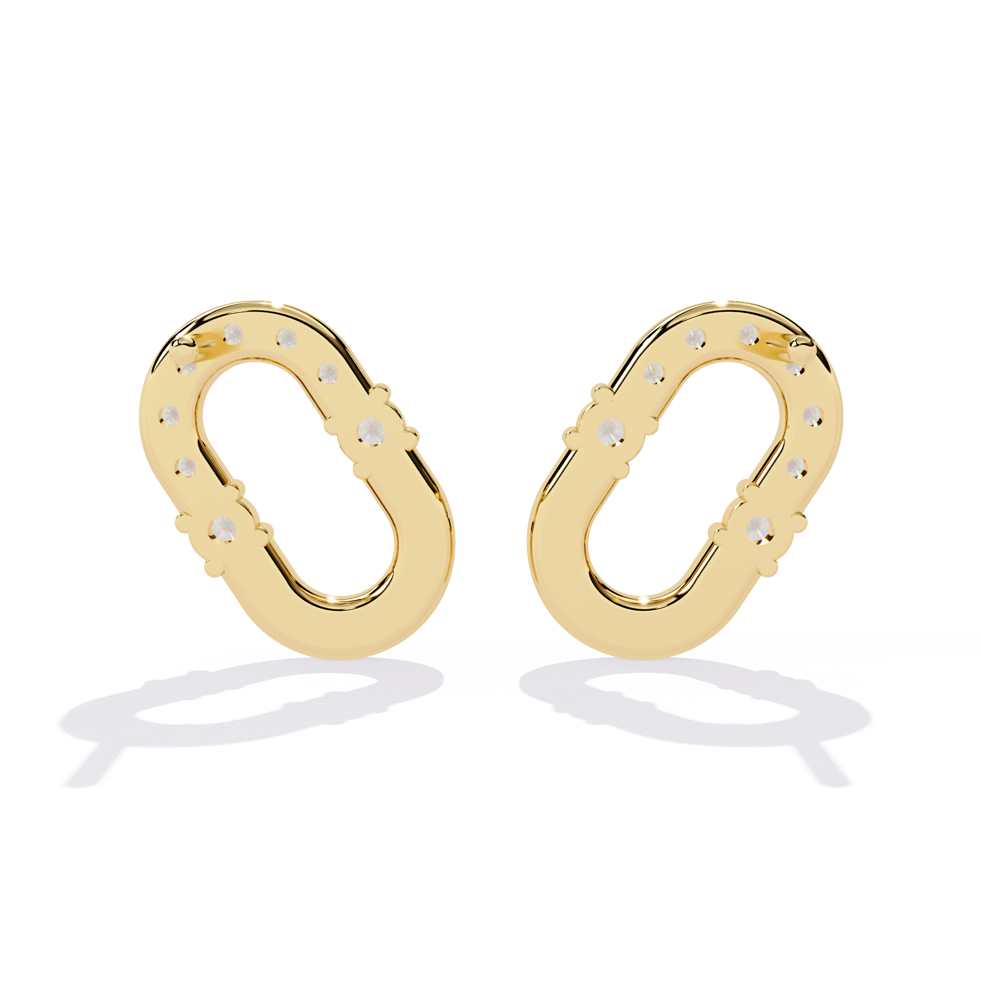 Minimalist Lab-Created Diamond Studs Earrings | Oval Link Hoops Studs