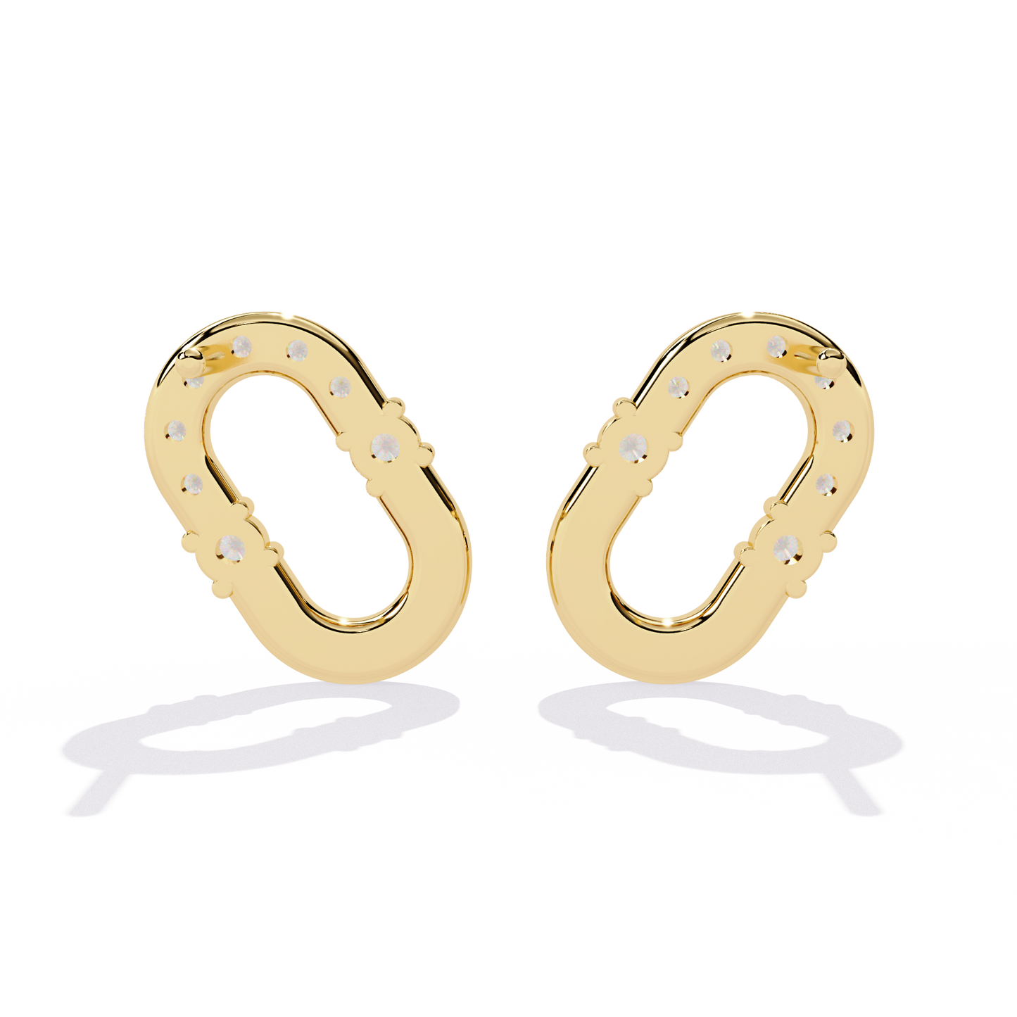Minimalist Lab-Created Diamond Studs Earrings | Oval Link Hoops Studs