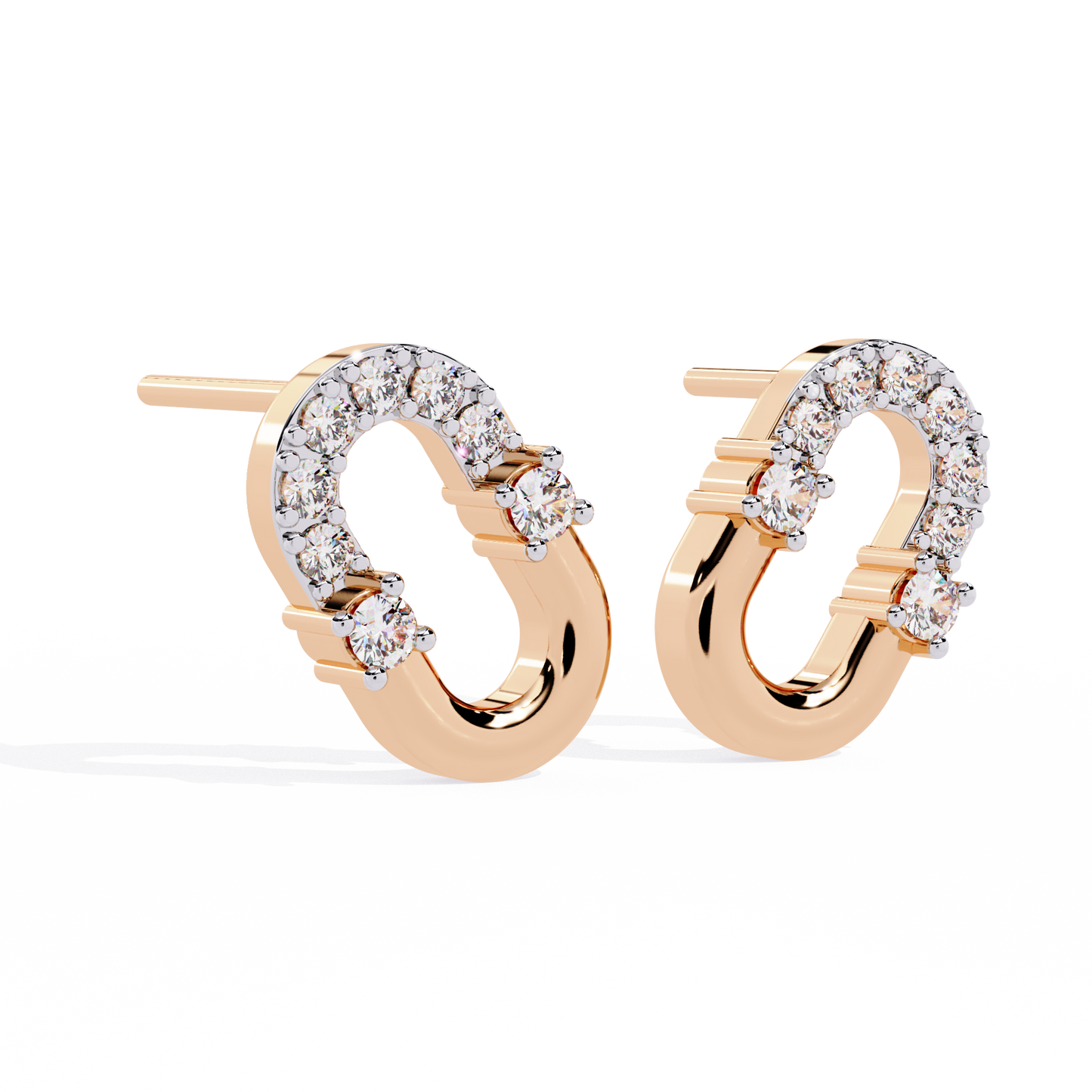 Minimalist Lab-Created Diamond Studs Earrings | Oval Link Hoops Studs