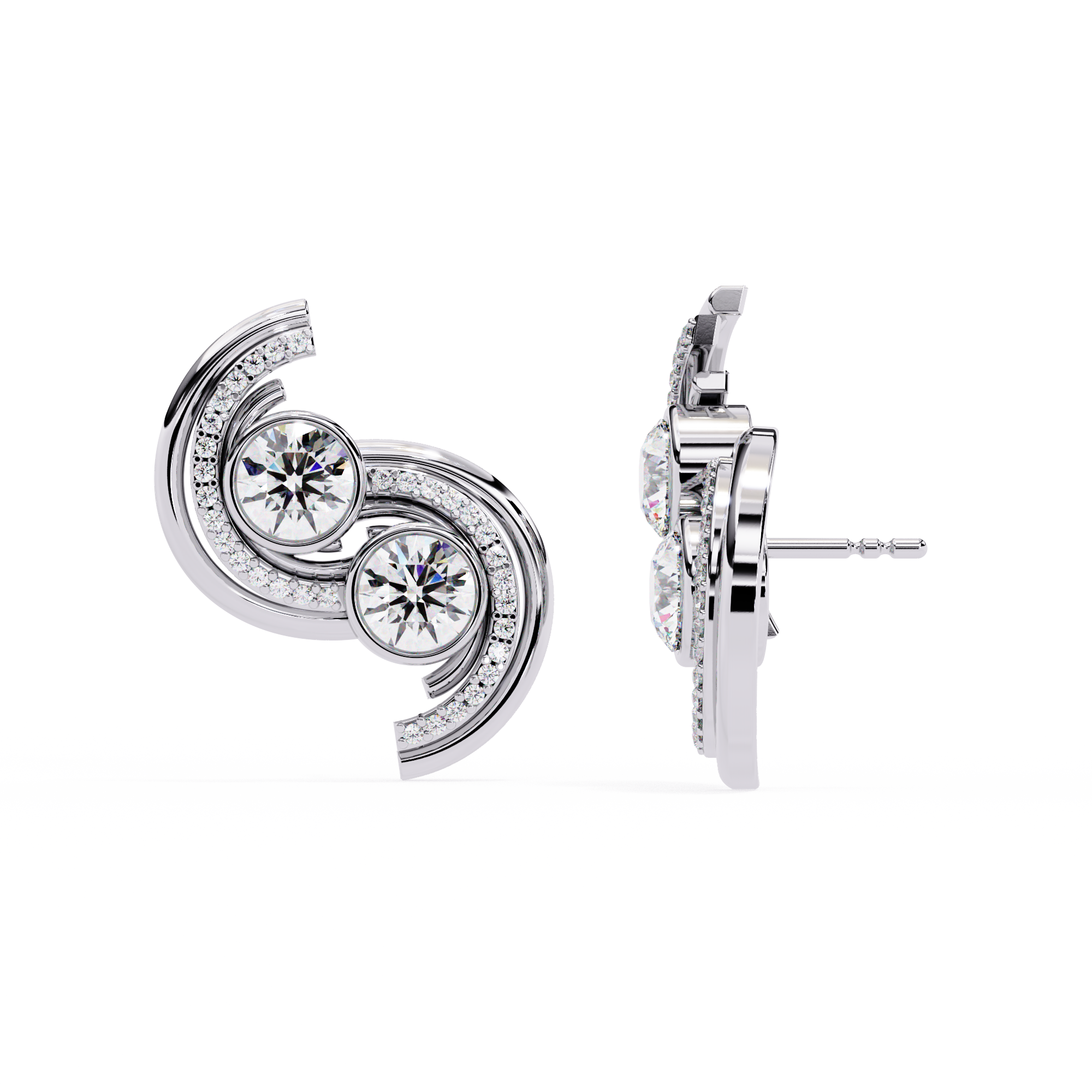 Lab Grown Diamond Swirl Stud Earrings