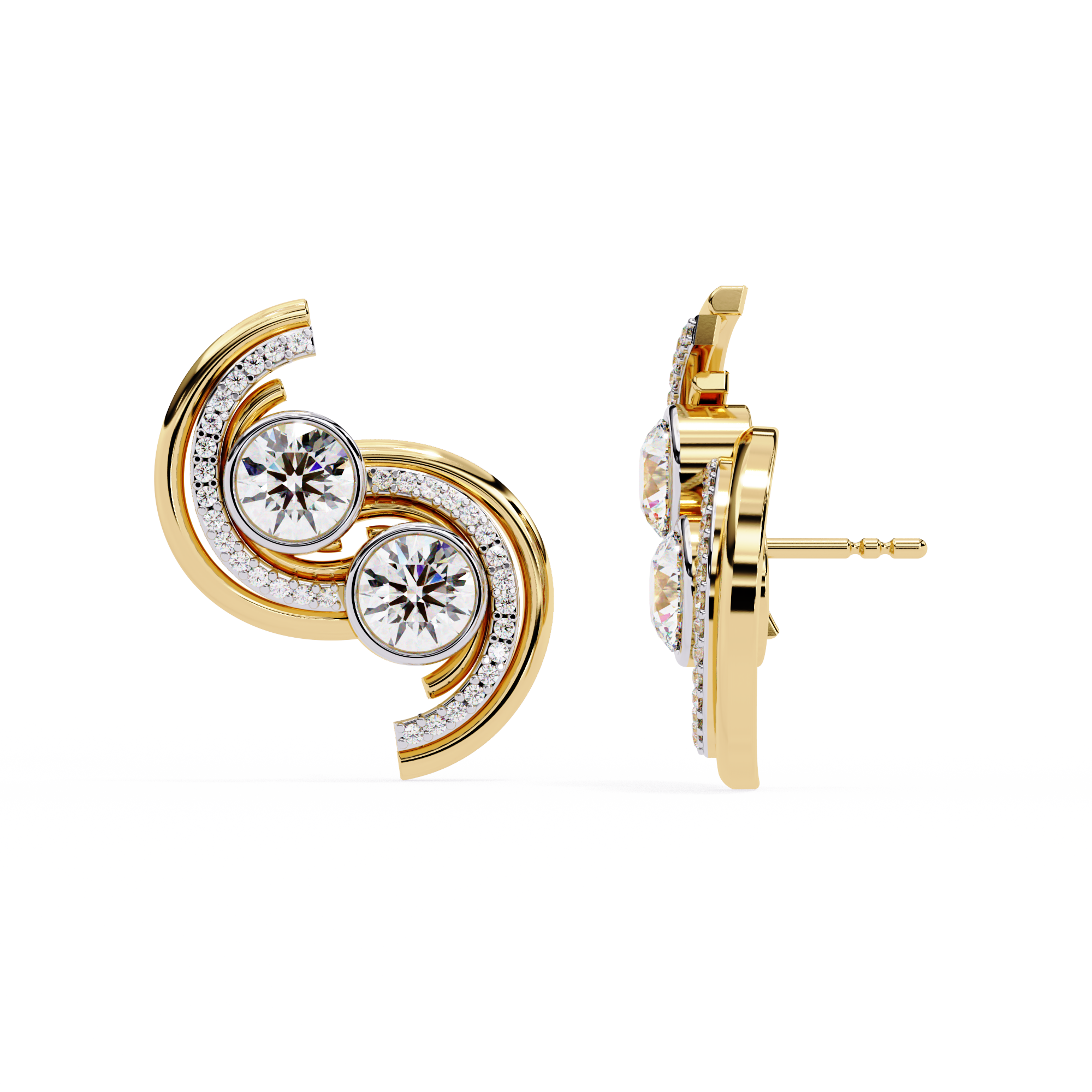 Lab Grown Diamond Swirl Stud Earrings