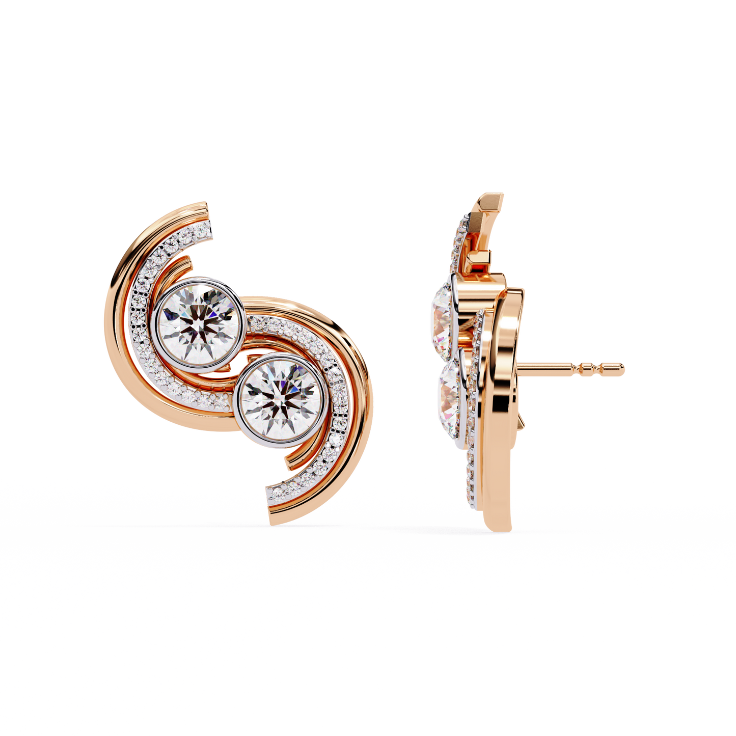 Lab Grown Diamond Swirl Stud Earrings