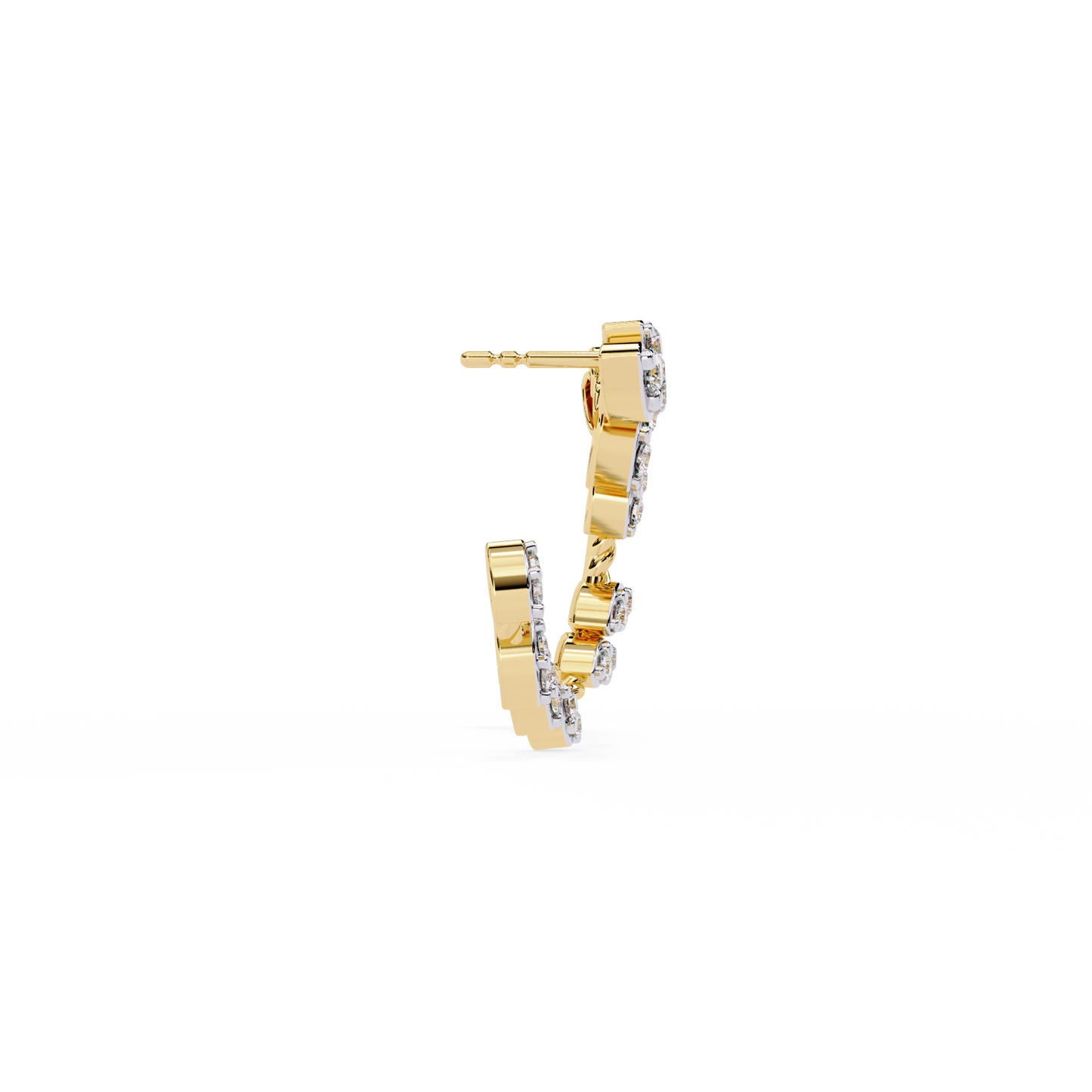 Leaf Design Diamond Hoop Earring