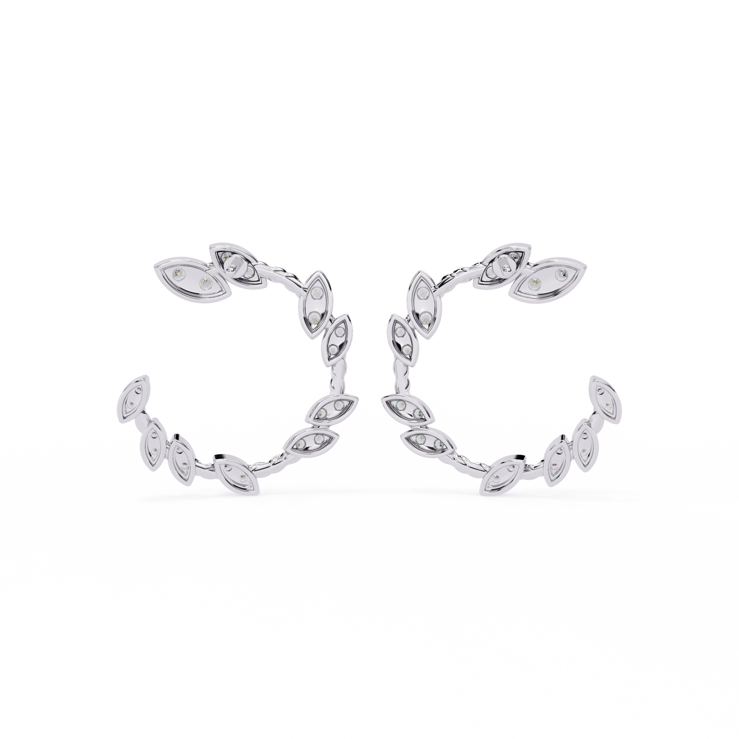 Leaf Design Diamond Hoop Earring