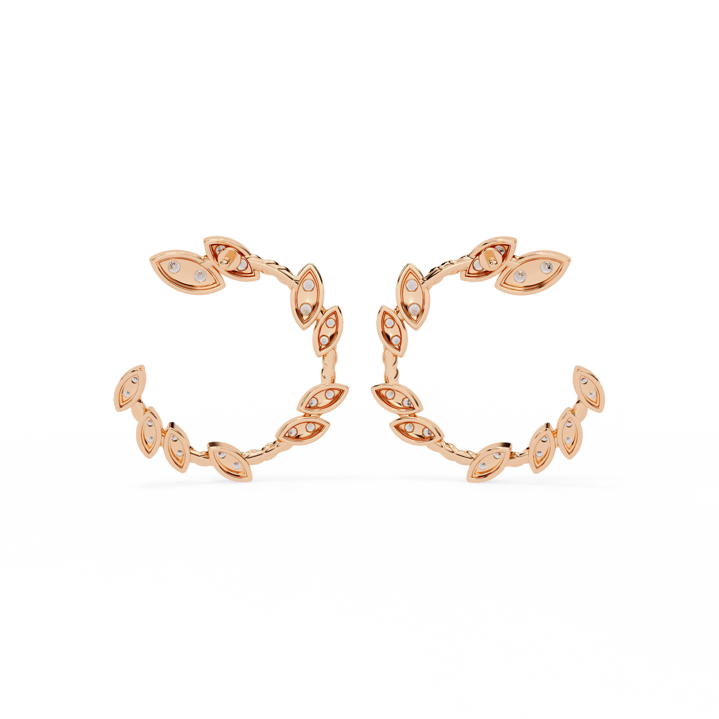Leaf Design Diamond Hoop Earring
