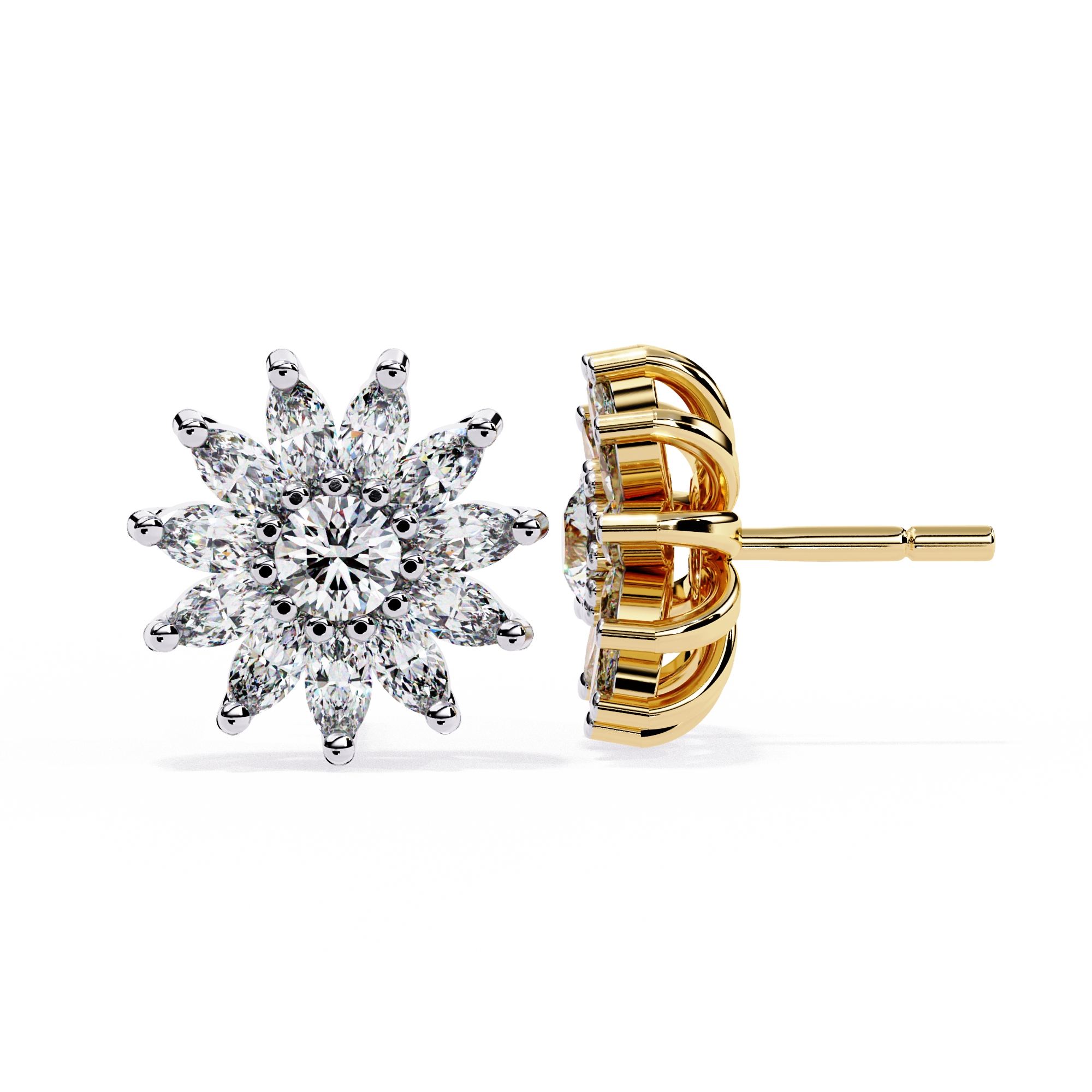 Party Wear Lab Grown Diamonds Gold Twilight Gleam Earrings