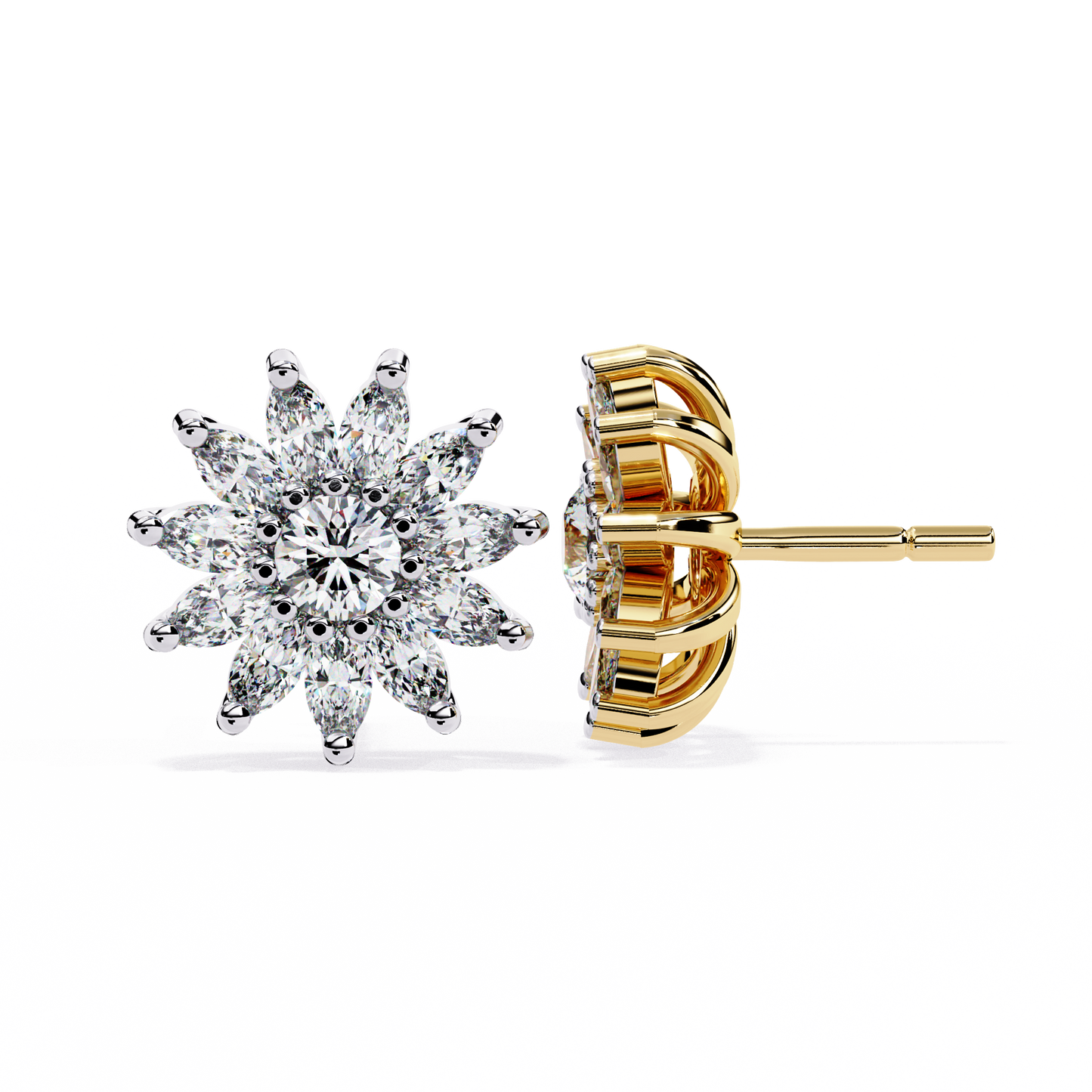 Party Wear Lab Grown Diamonds Gold Twilight Gleam Earrings