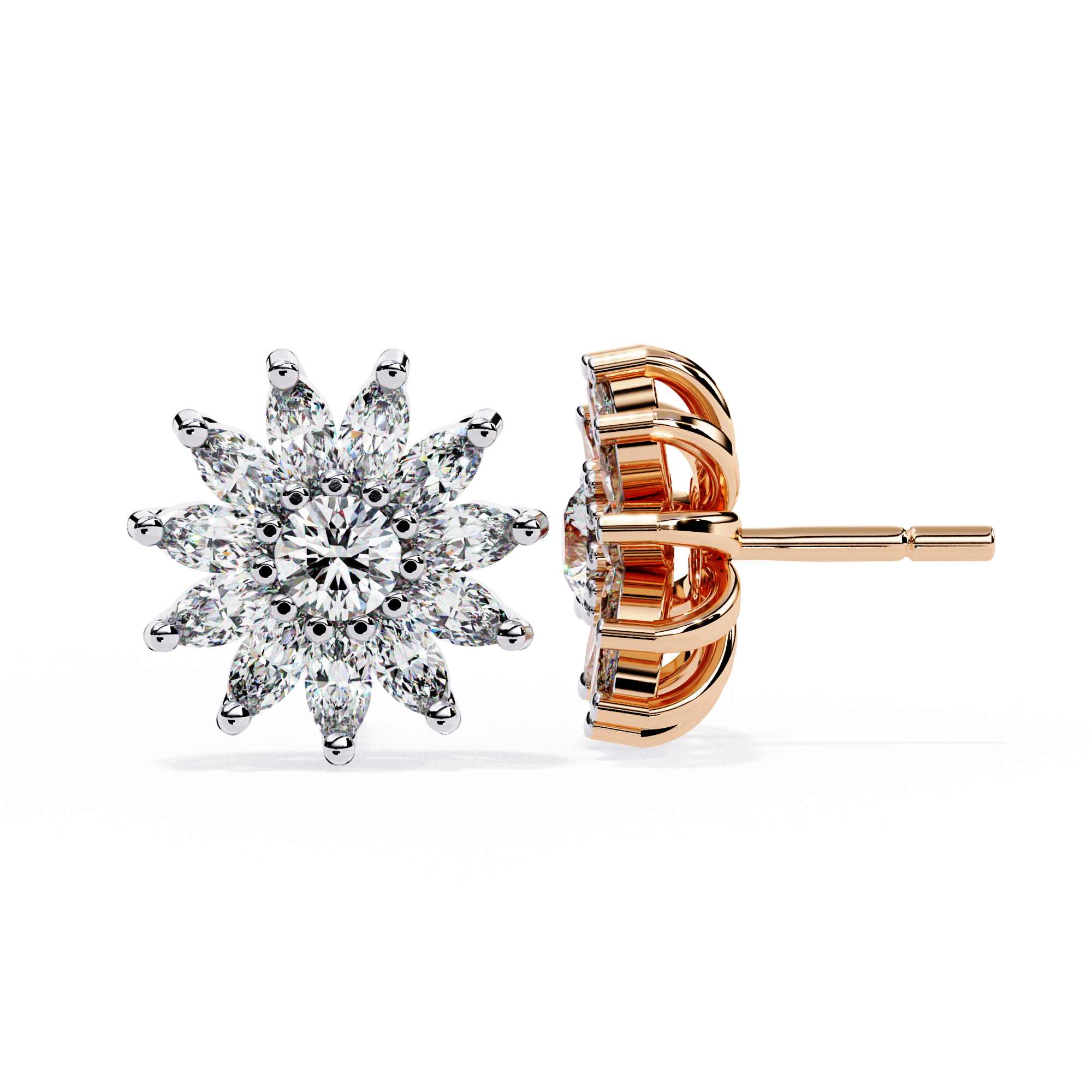 Party Wear Lab Grown Diamonds Gold Twilight Gleam Earrings
