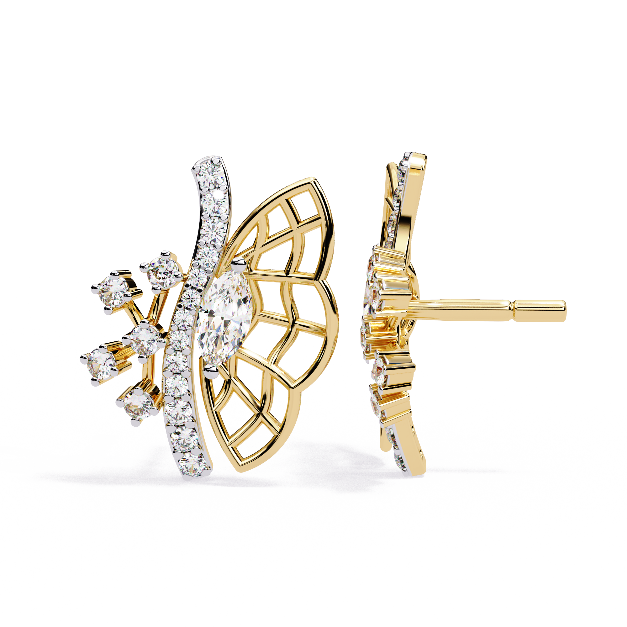 Flying Wings Diamond Stud Earrings