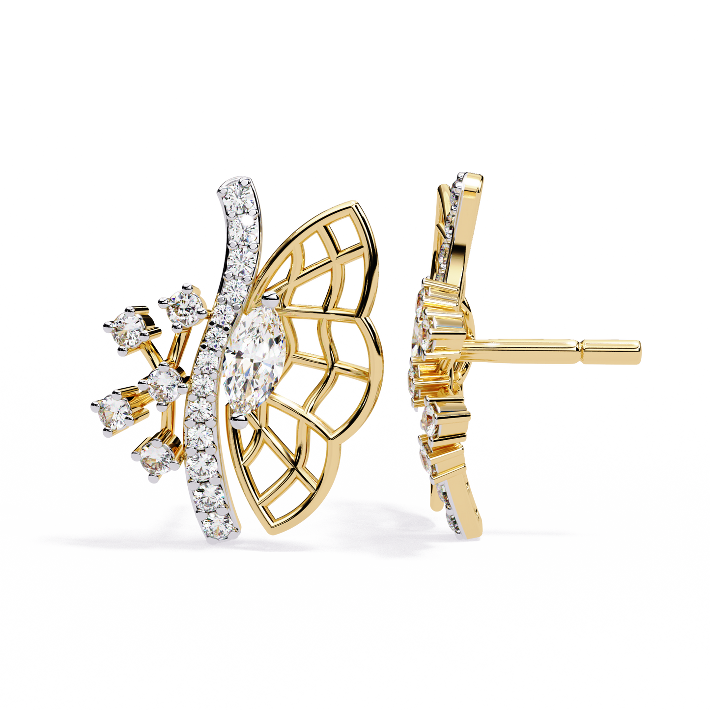 Flying Wings Diamond Stud Earrings