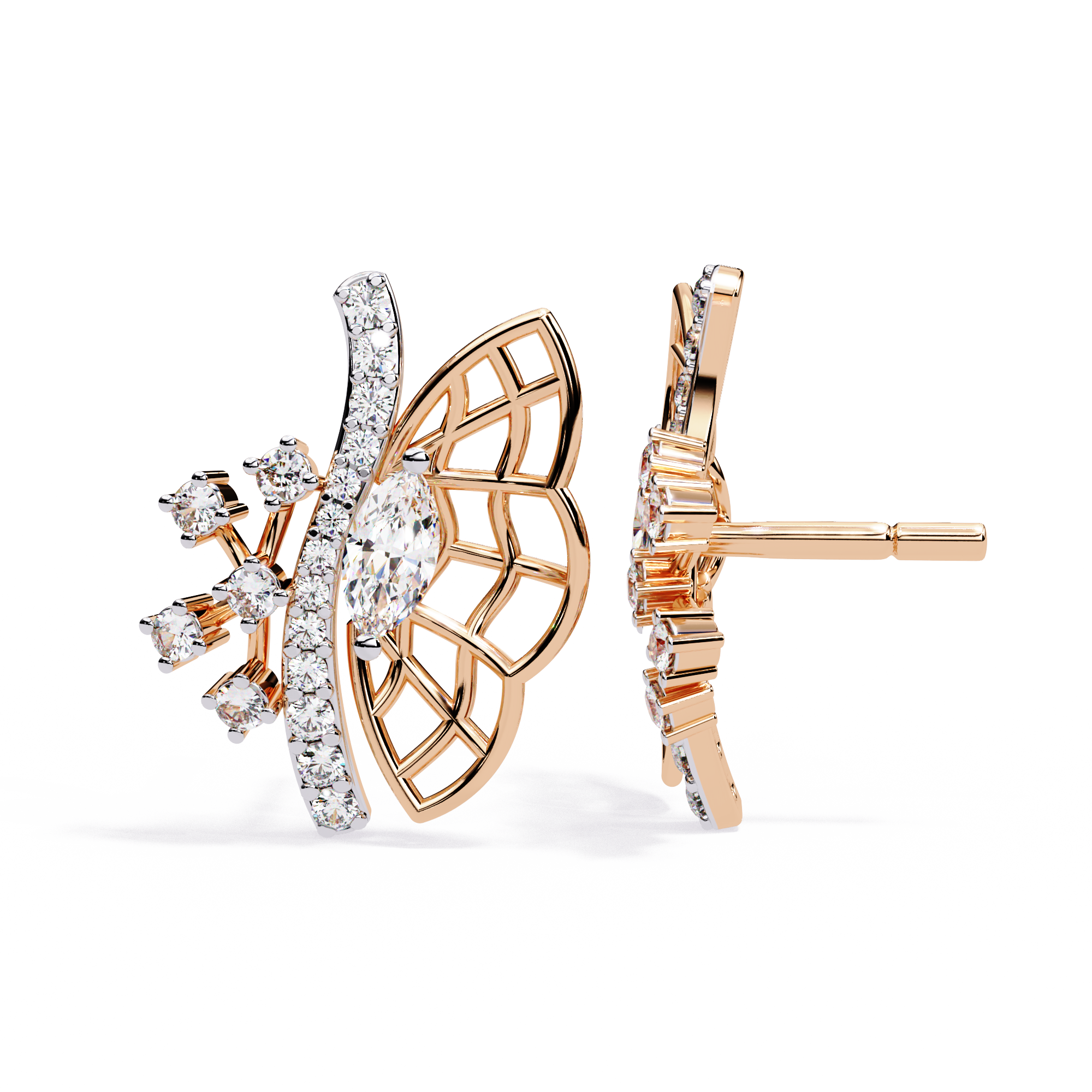 Flying Wings Diamond Stud Earrings