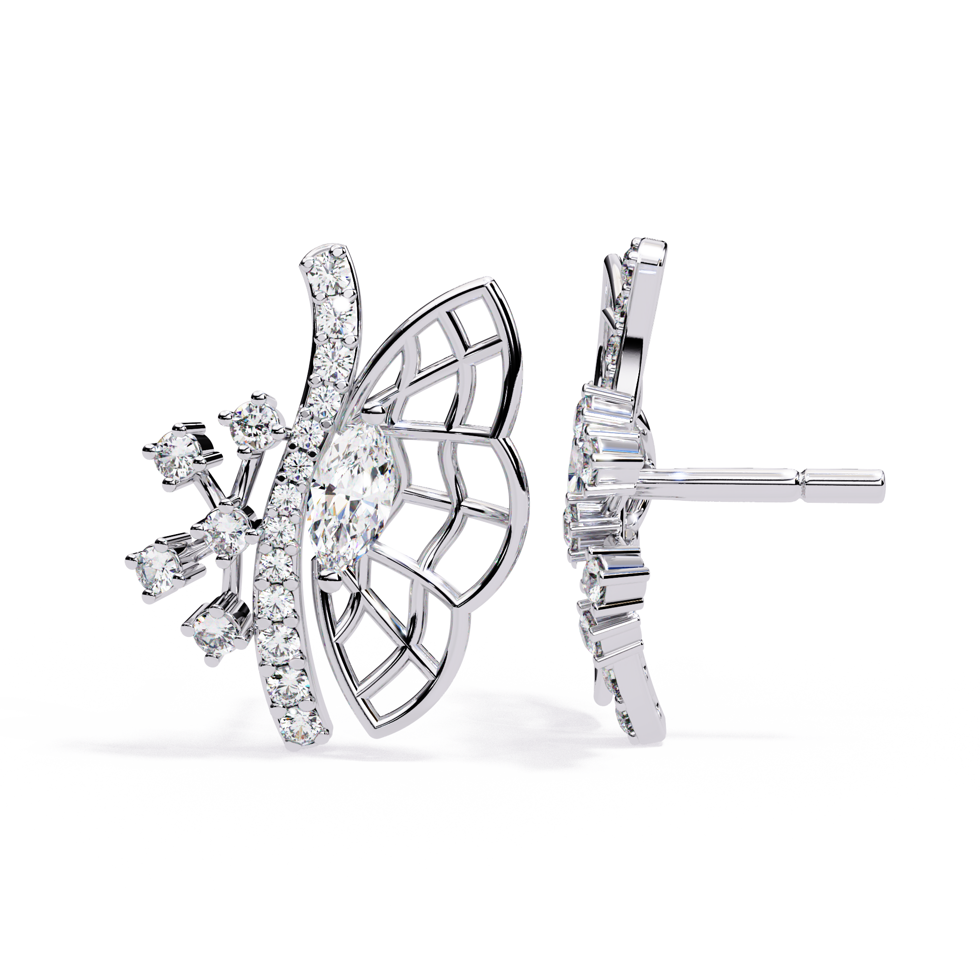 Flying Wings Diamond Stud Earrings