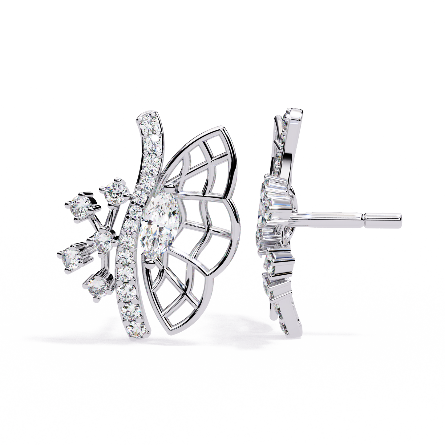 Flying Wings Diamond Stud Earrings