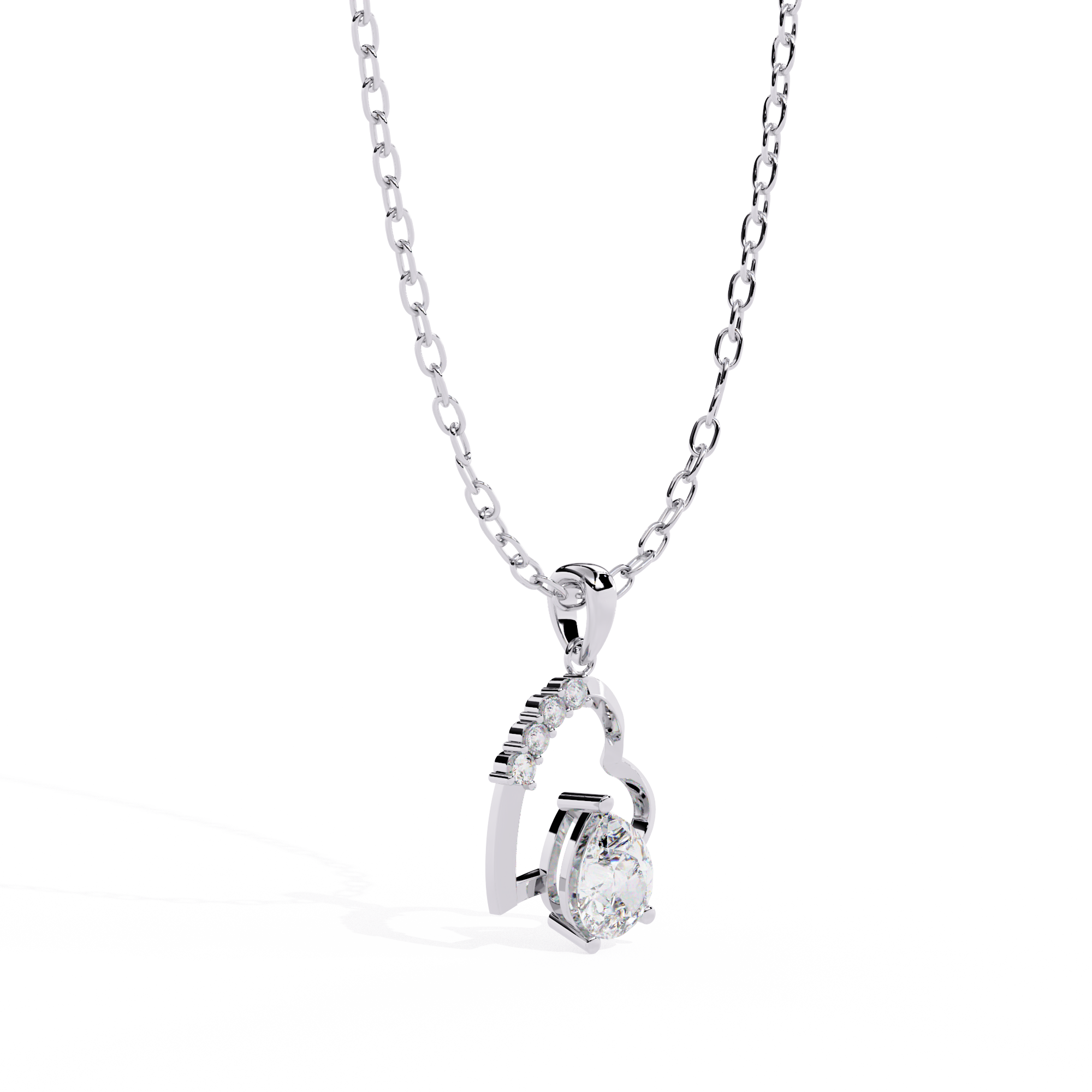 Pear Shape Lab Grown Diamond Heart Pendant