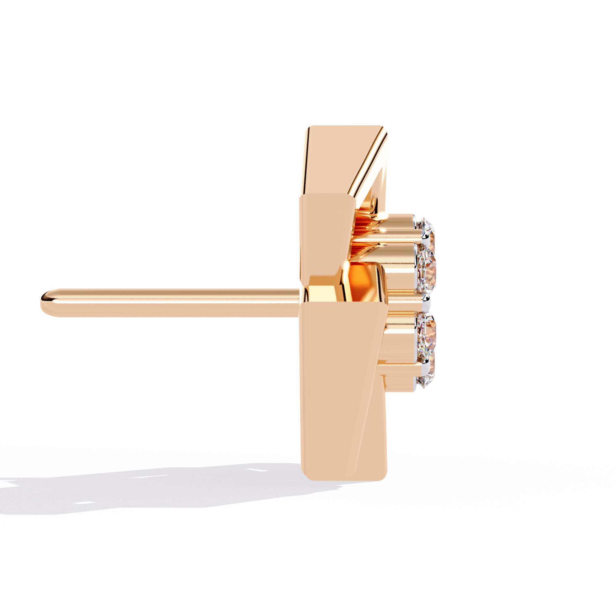 SQUARE PLATTED DIAMOND STUD EARRING