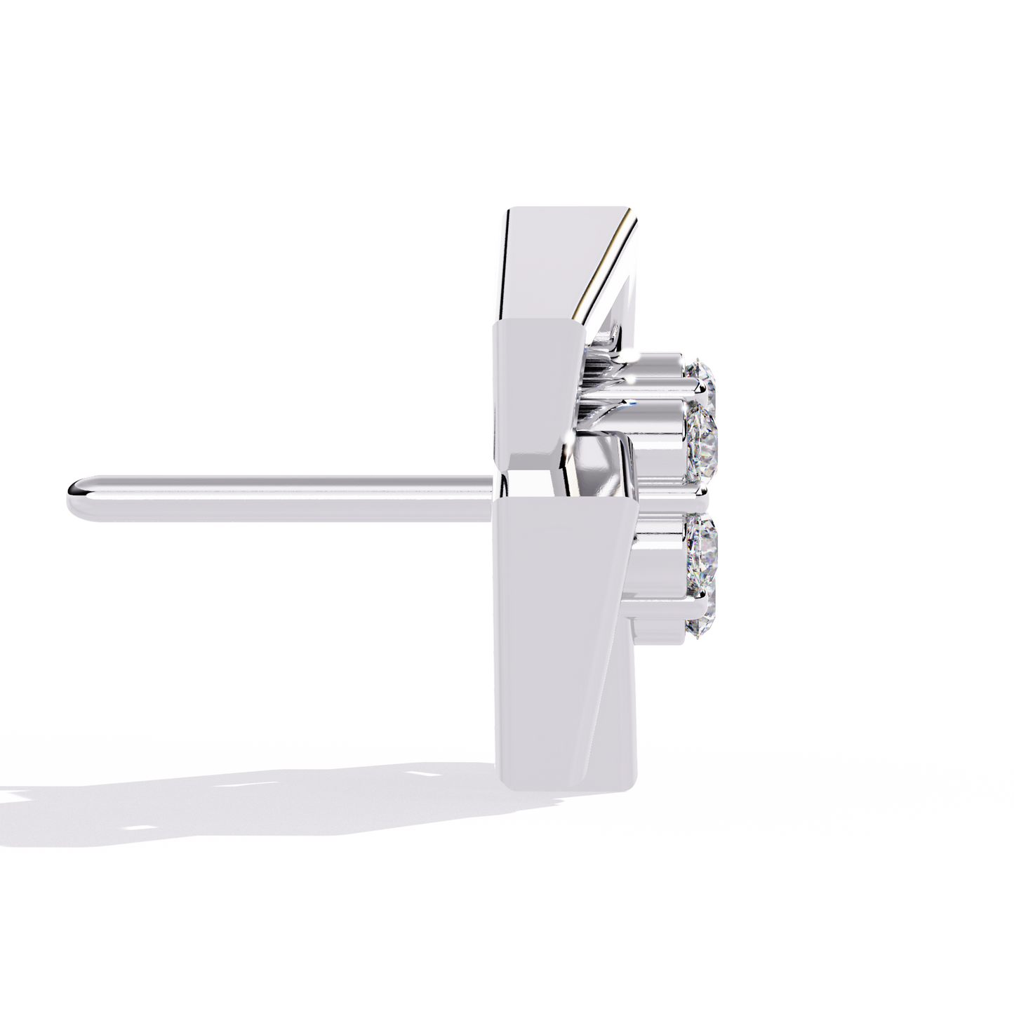 SQUARE PLATTED DIAMOND STUD EARRING