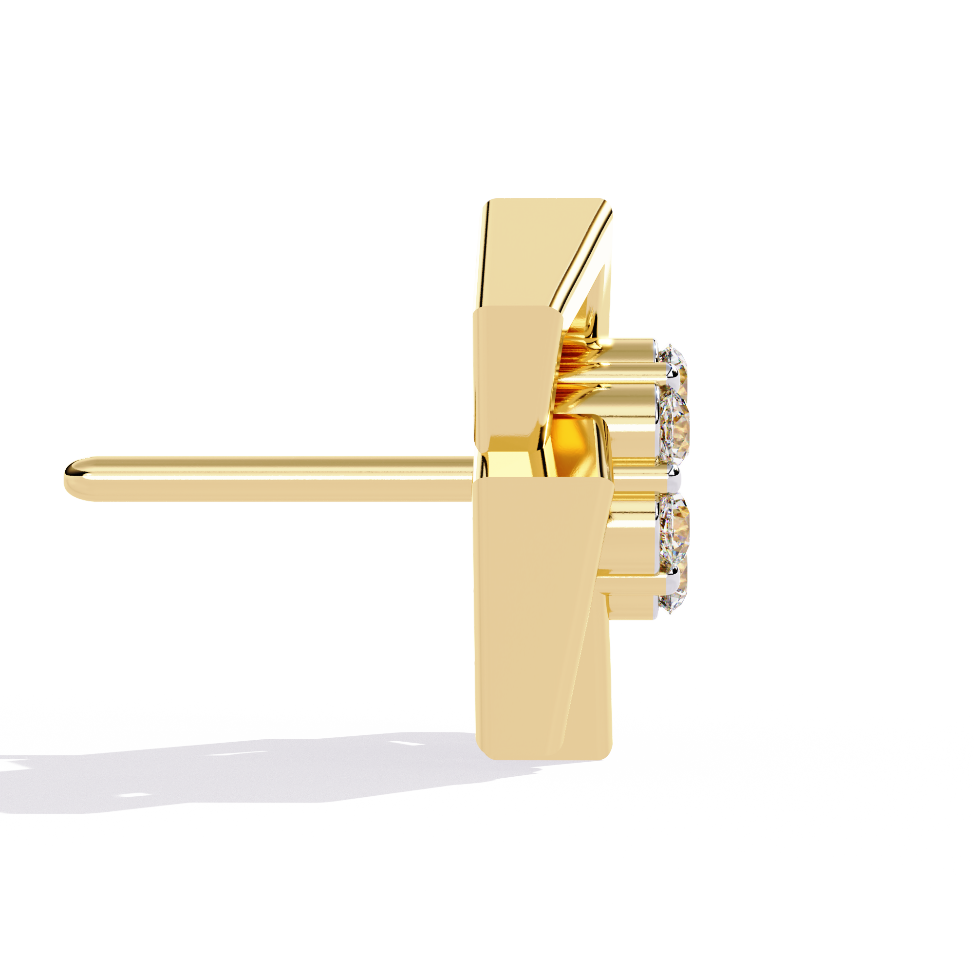 SQUARE PLATTED DIAMOND STUD EARRING