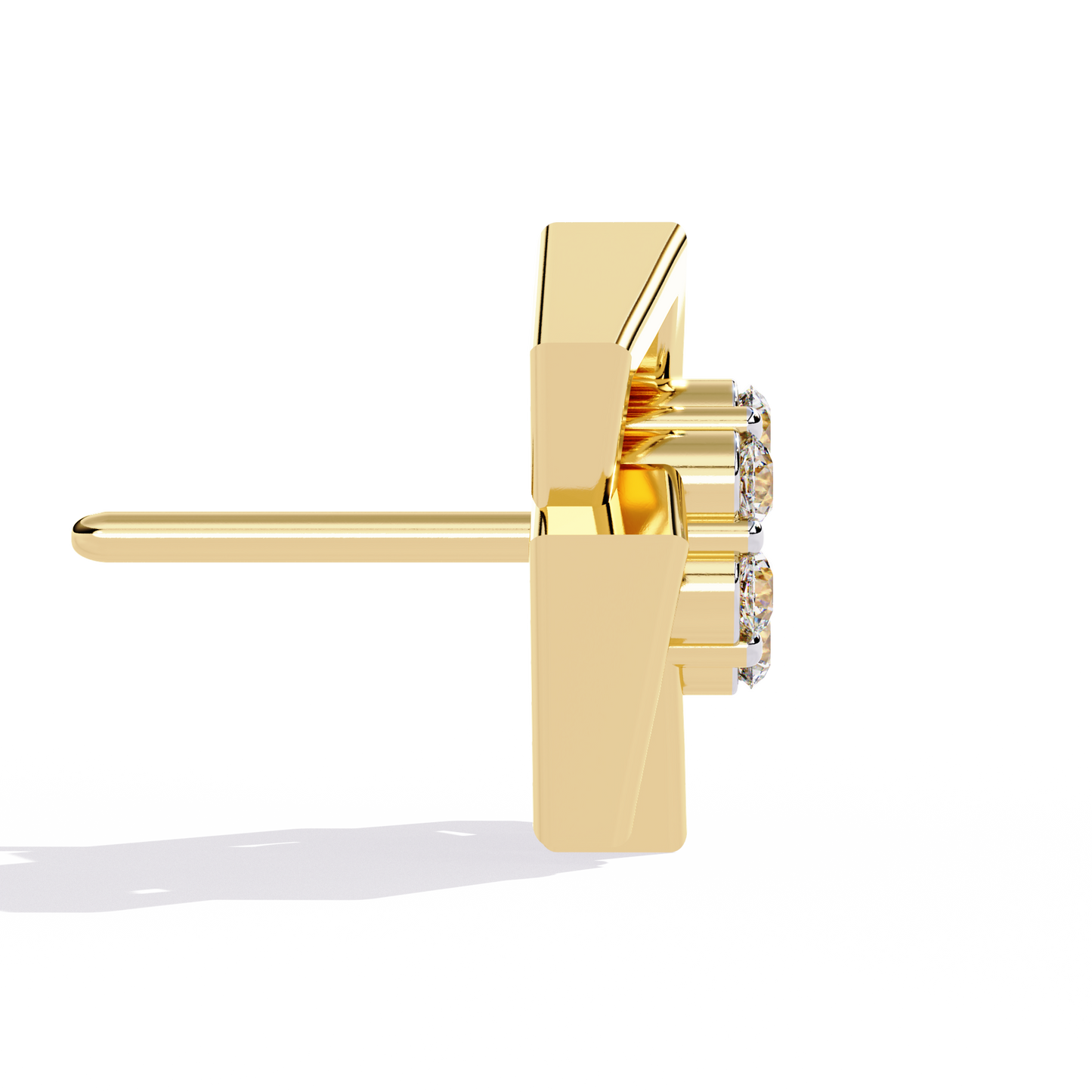 SQUARE PLATTED DIAMOND STUD EARRING