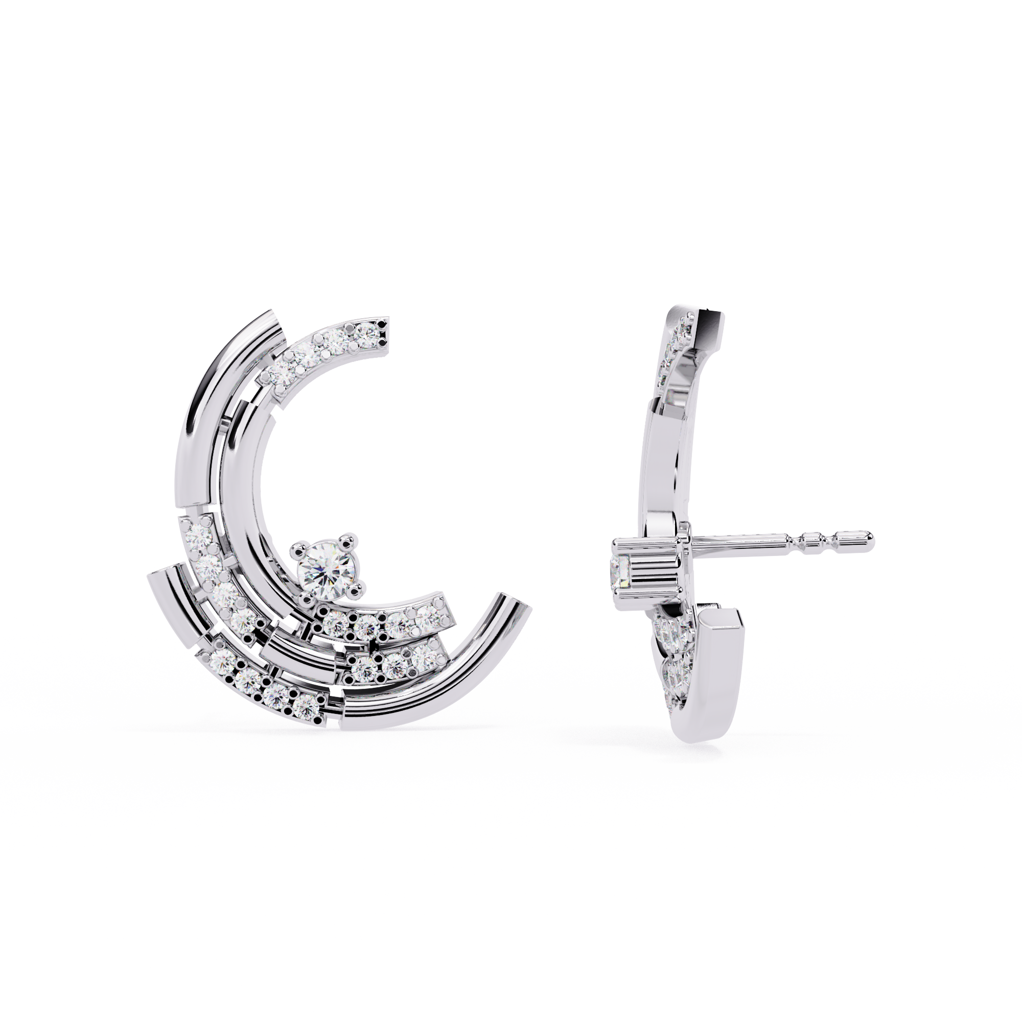 Geometric Diamond Hoop Earrings – Modern Art Deco