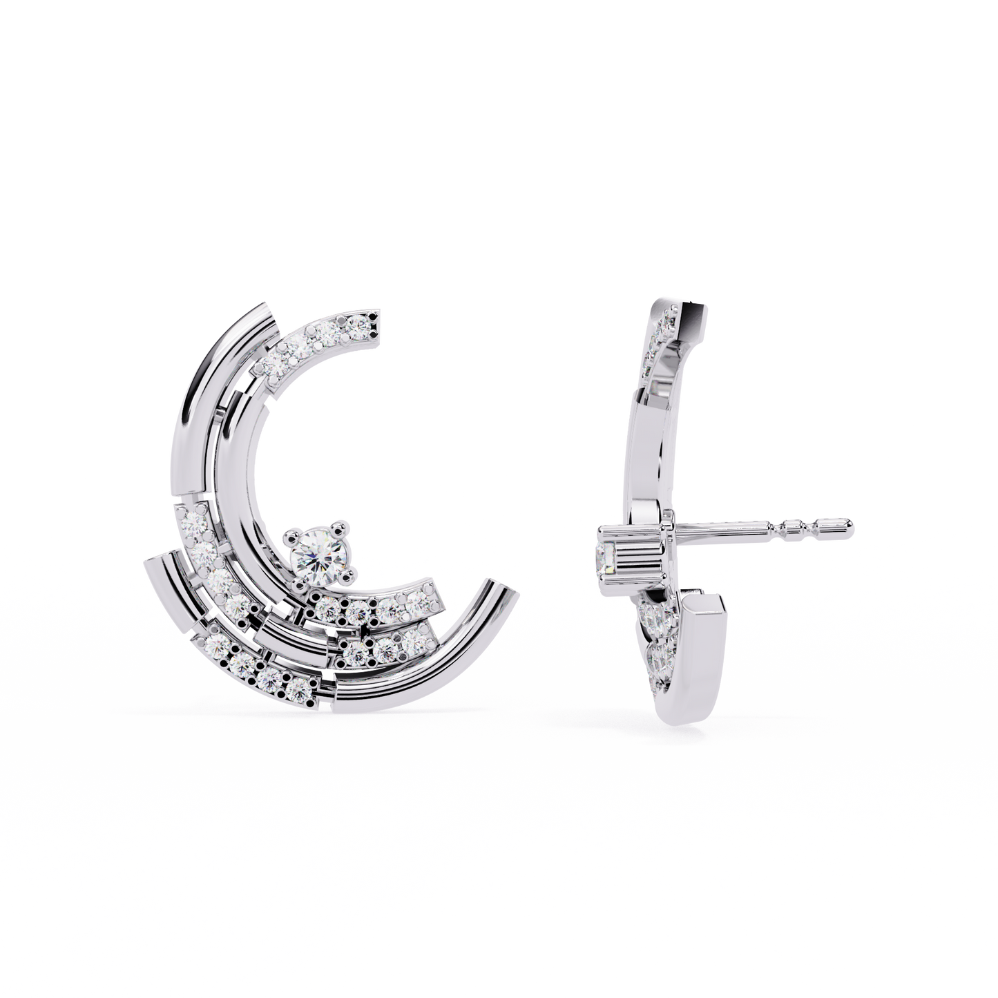 Geometric Diamond Hoop Earrings – Modern Art Deco