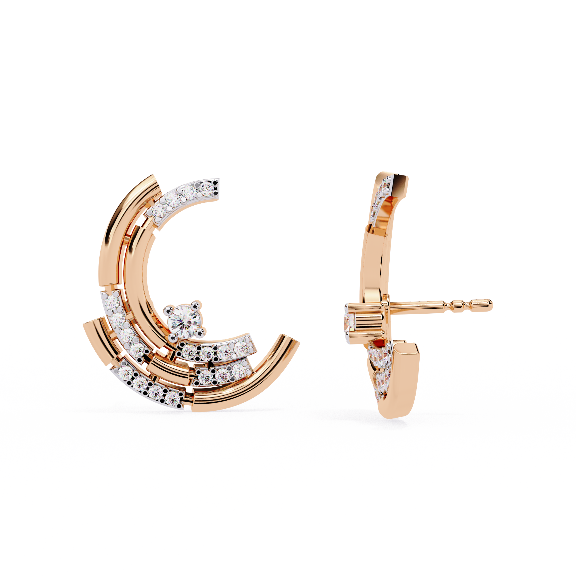 Geometric Diamond Hoop Earrings – Modern Art Deco