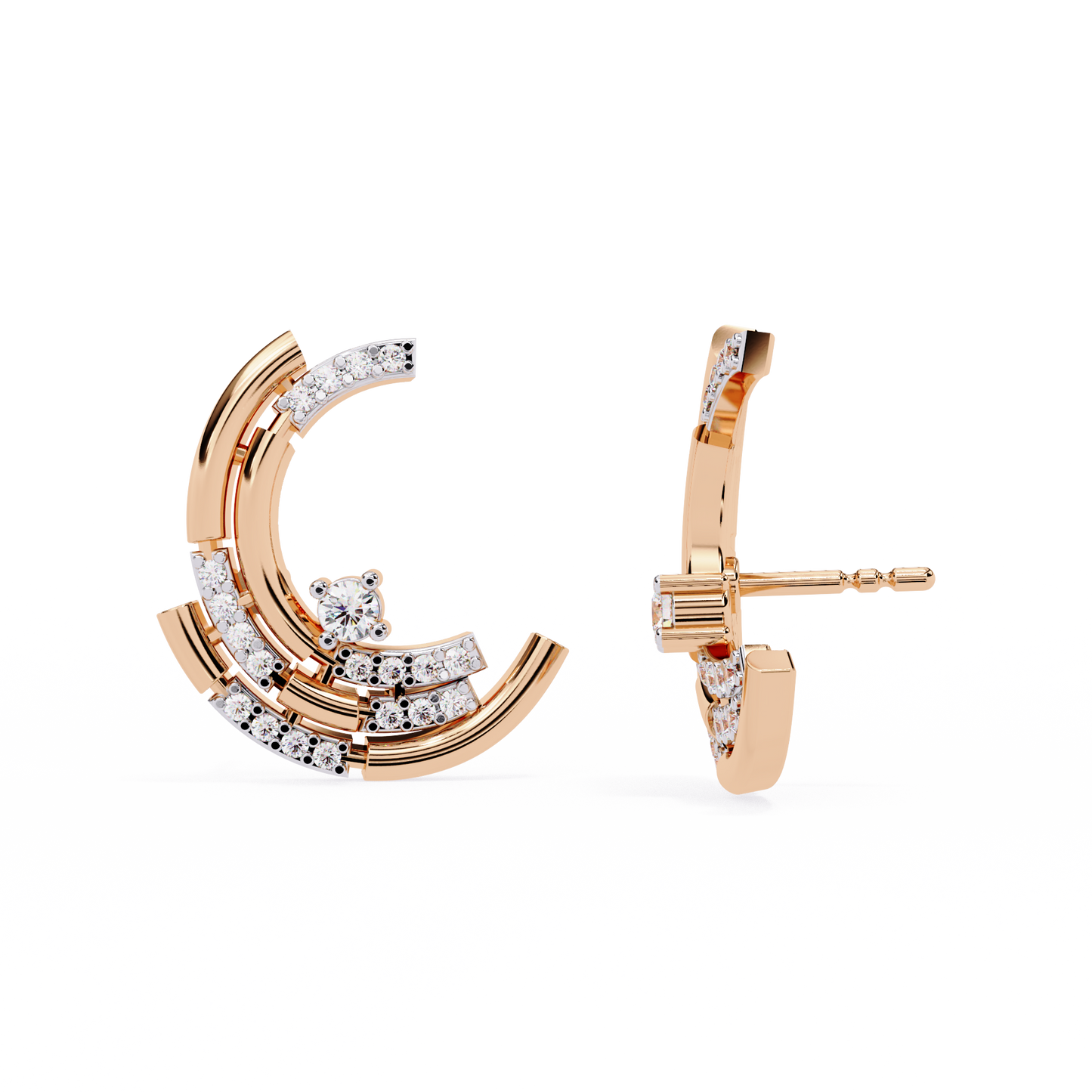 Geometric Diamond Hoop Earrings – Modern Art Deco