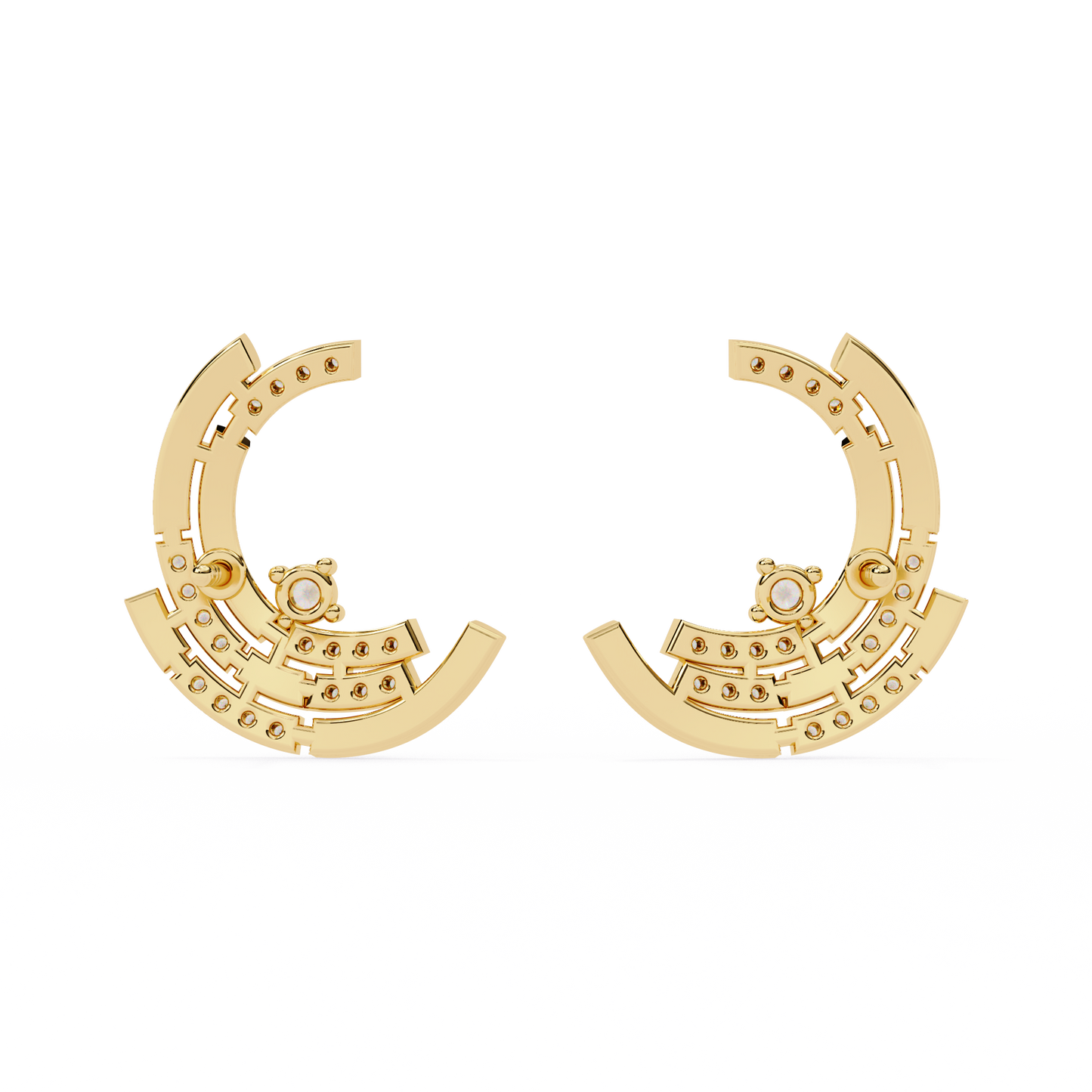 Geometric Diamond Hoop Earrings – Modern Art Deco
