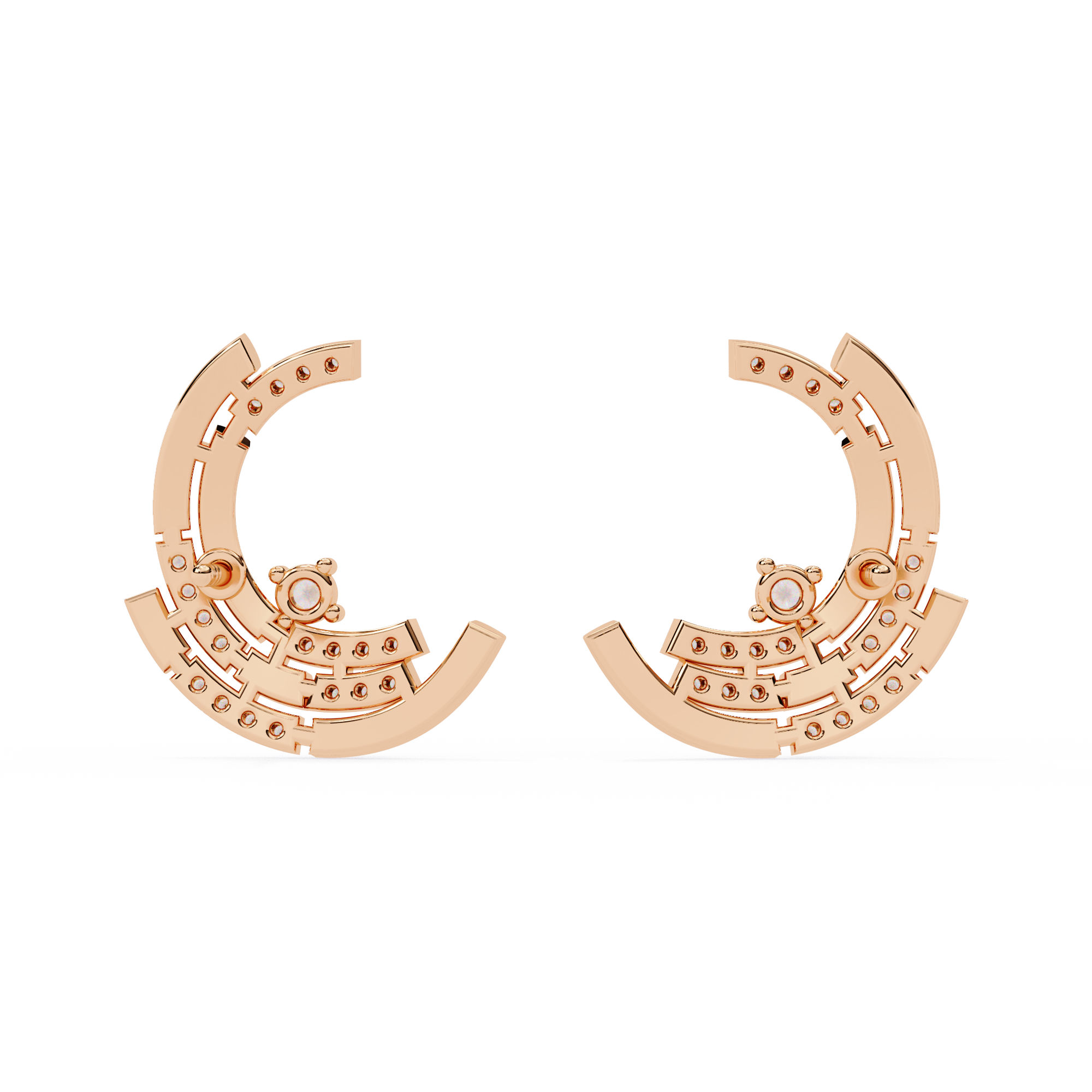 Geometric Diamond Hoop Earrings – Modern Art Deco
