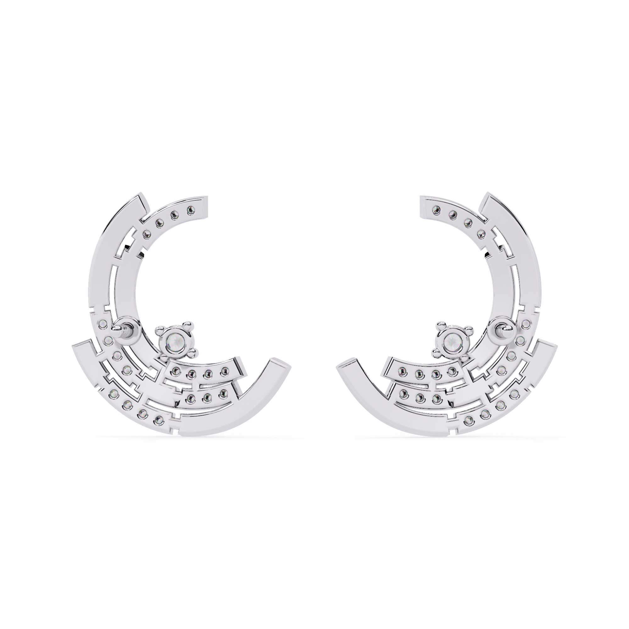Geometric Diamond Hoop Earrings – Modern Art Deco