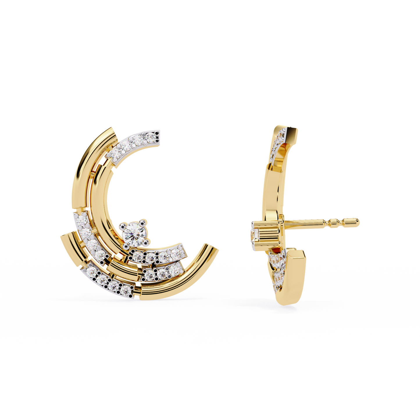 Geometric Diamond Hoop Earrings – Modern Art Deco