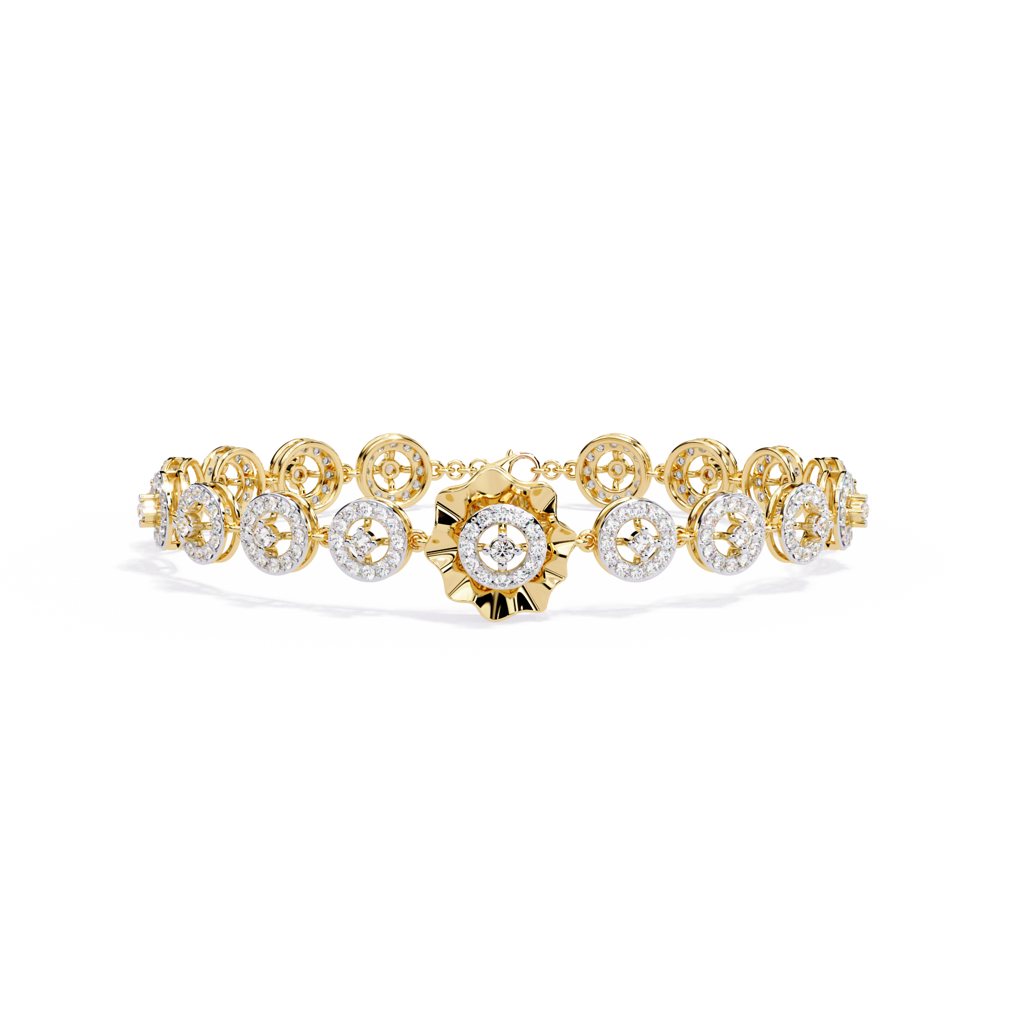 flower Round Lab Grown Diamonds Bracelet