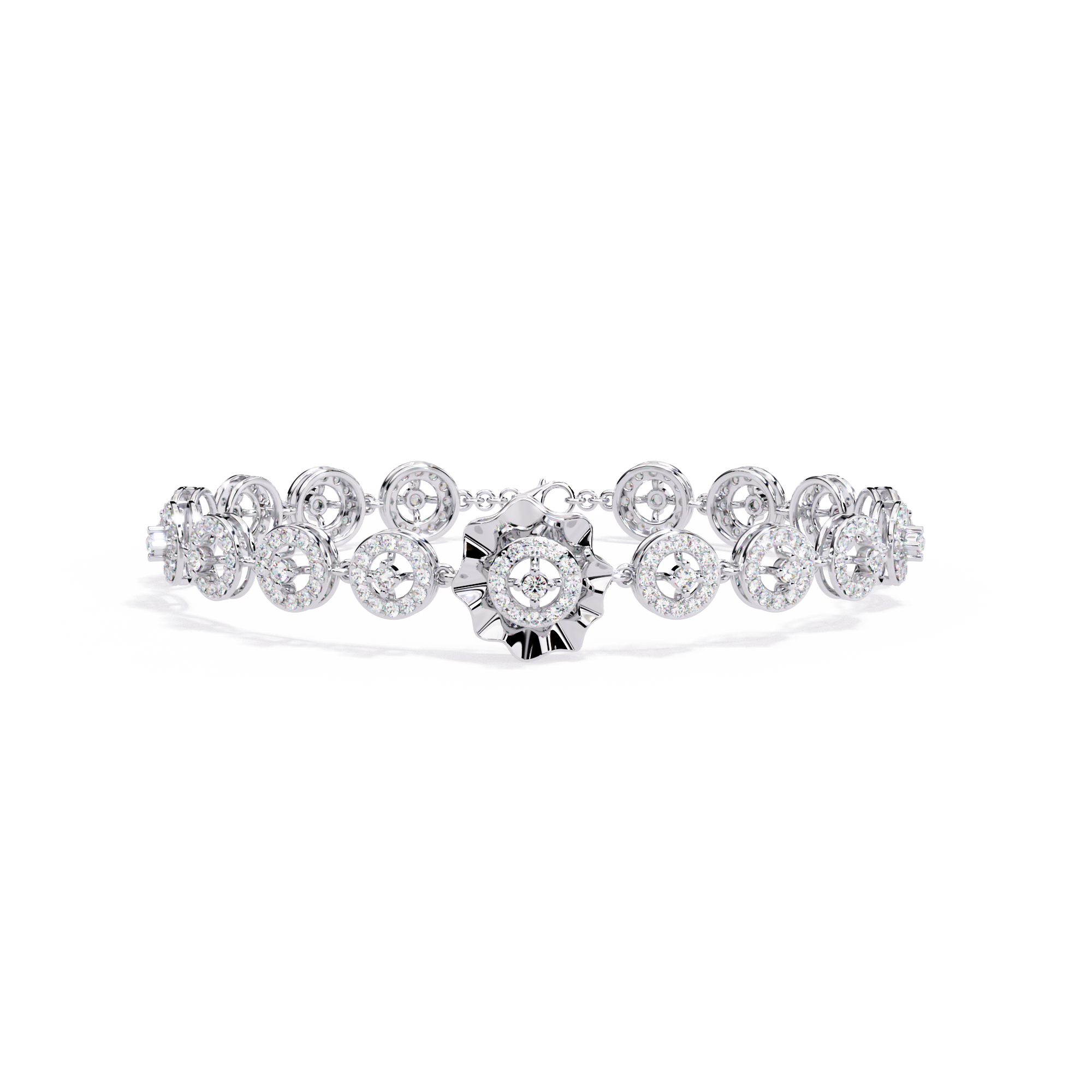 flower Round Lab Grown Diamonds Bracelet