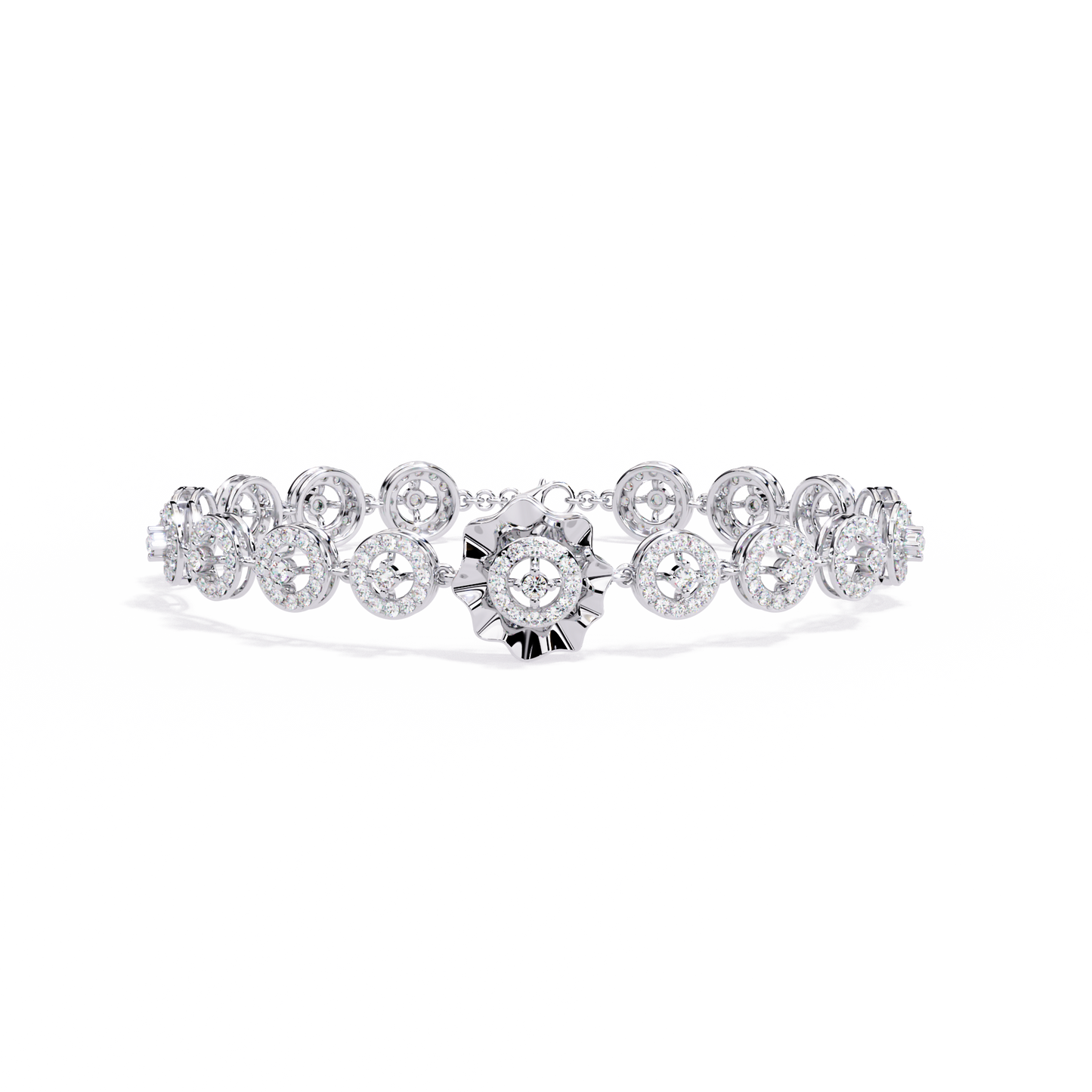 flower Round Lab Grown Diamonds Bracelet