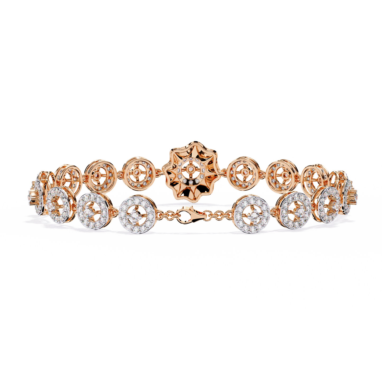 flower Round Lab Grown Diamonds Bracelet
