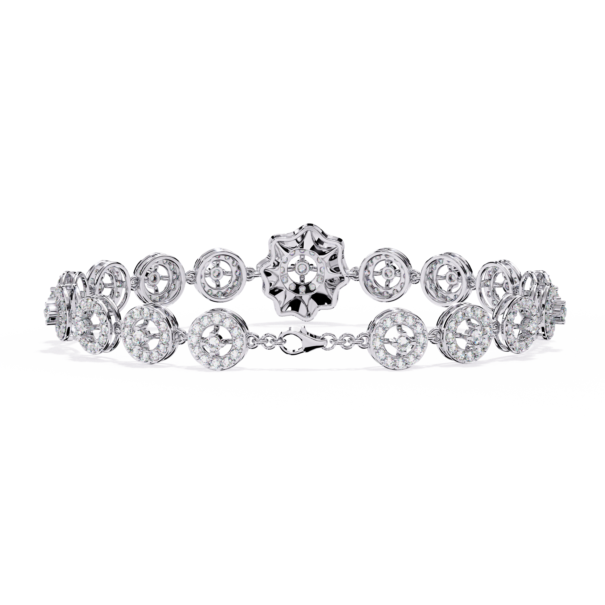 flower Round Lab Grown Diamonds Bracelet