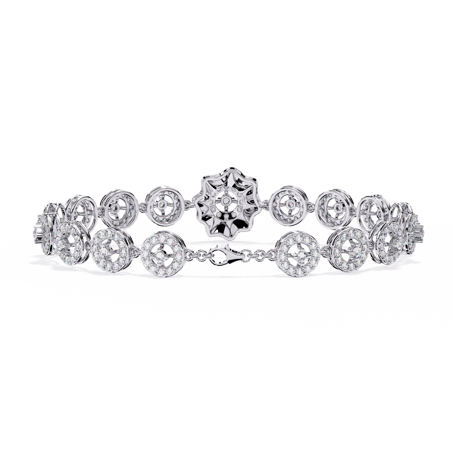 flower Round Lab Grown Diamonds Bracelet