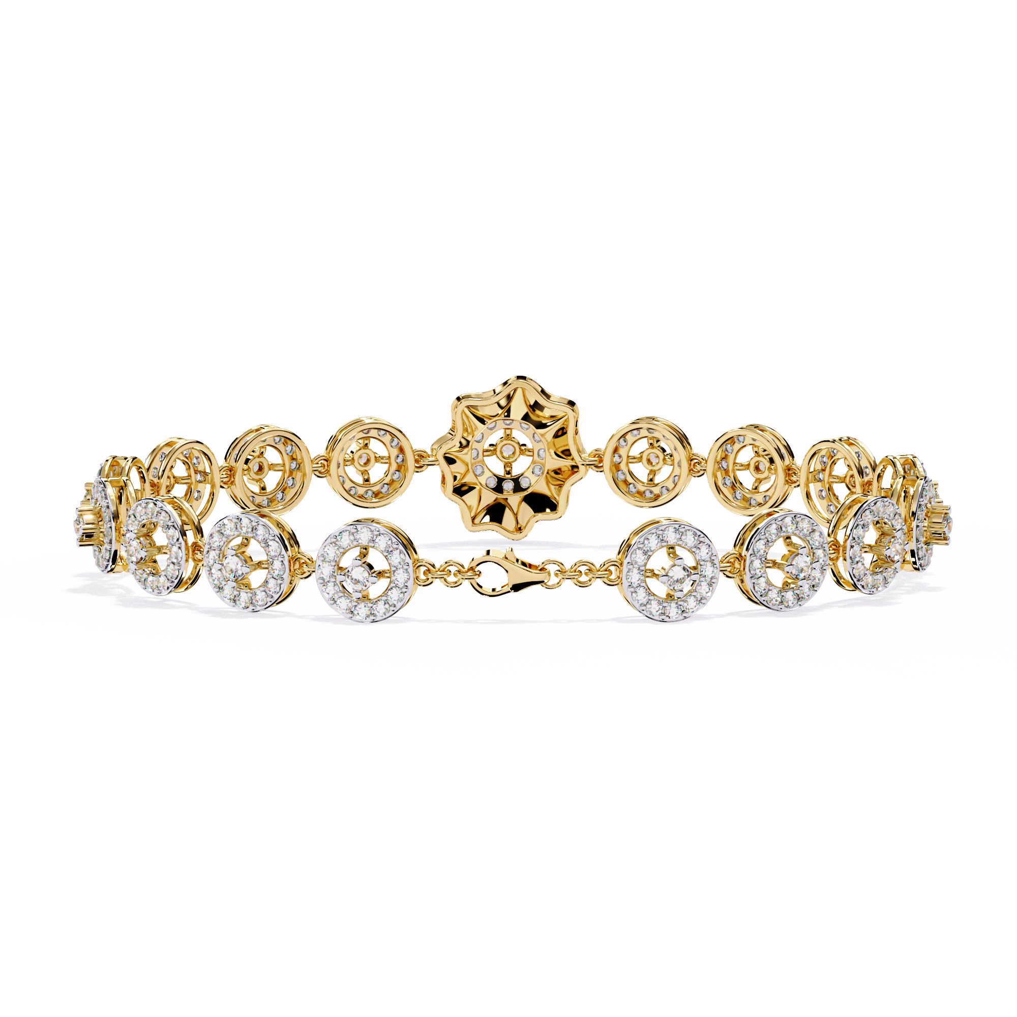 flower Round Lab Grown Diamonds Bracelet