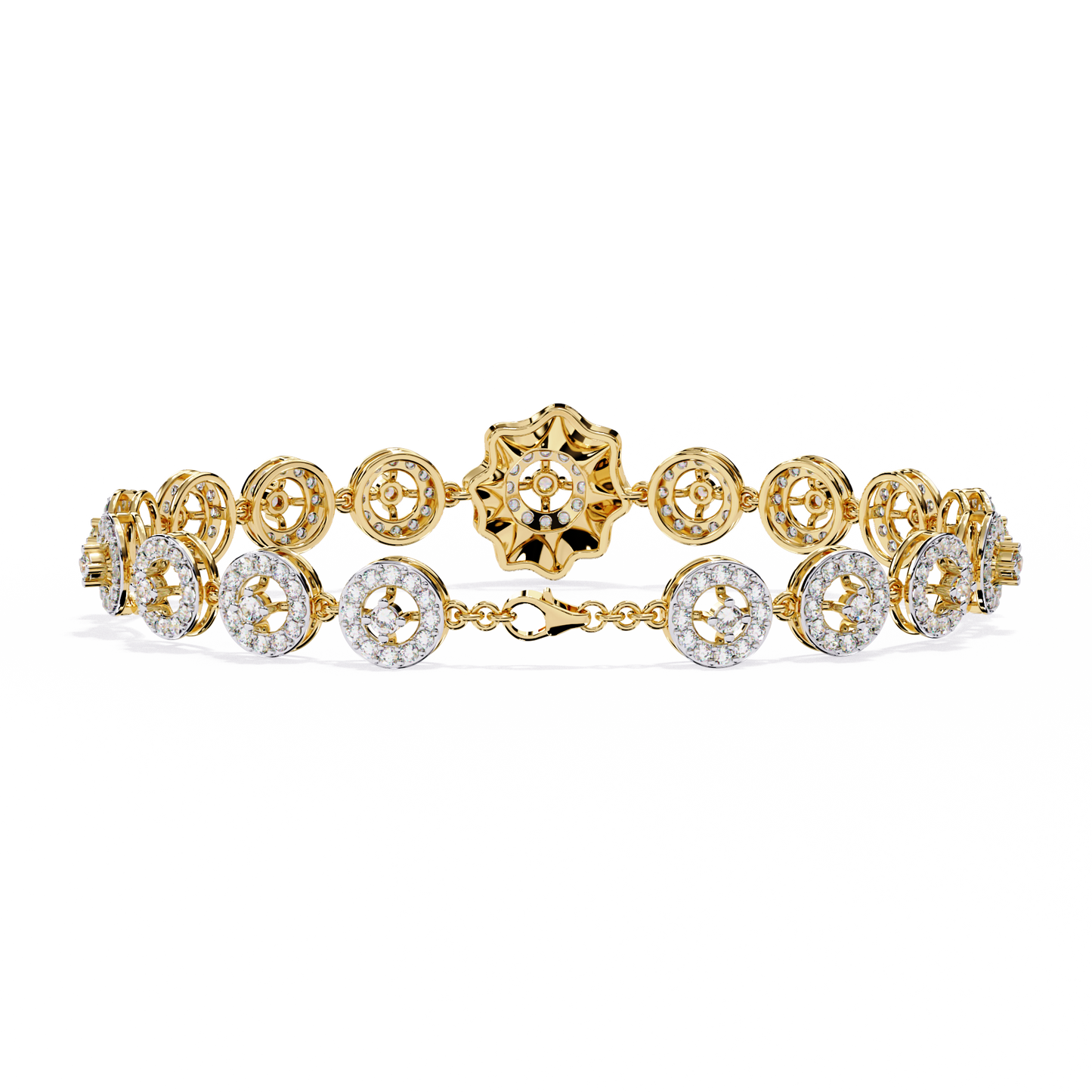 flower Round Lab Grown Diamonds Bracelet