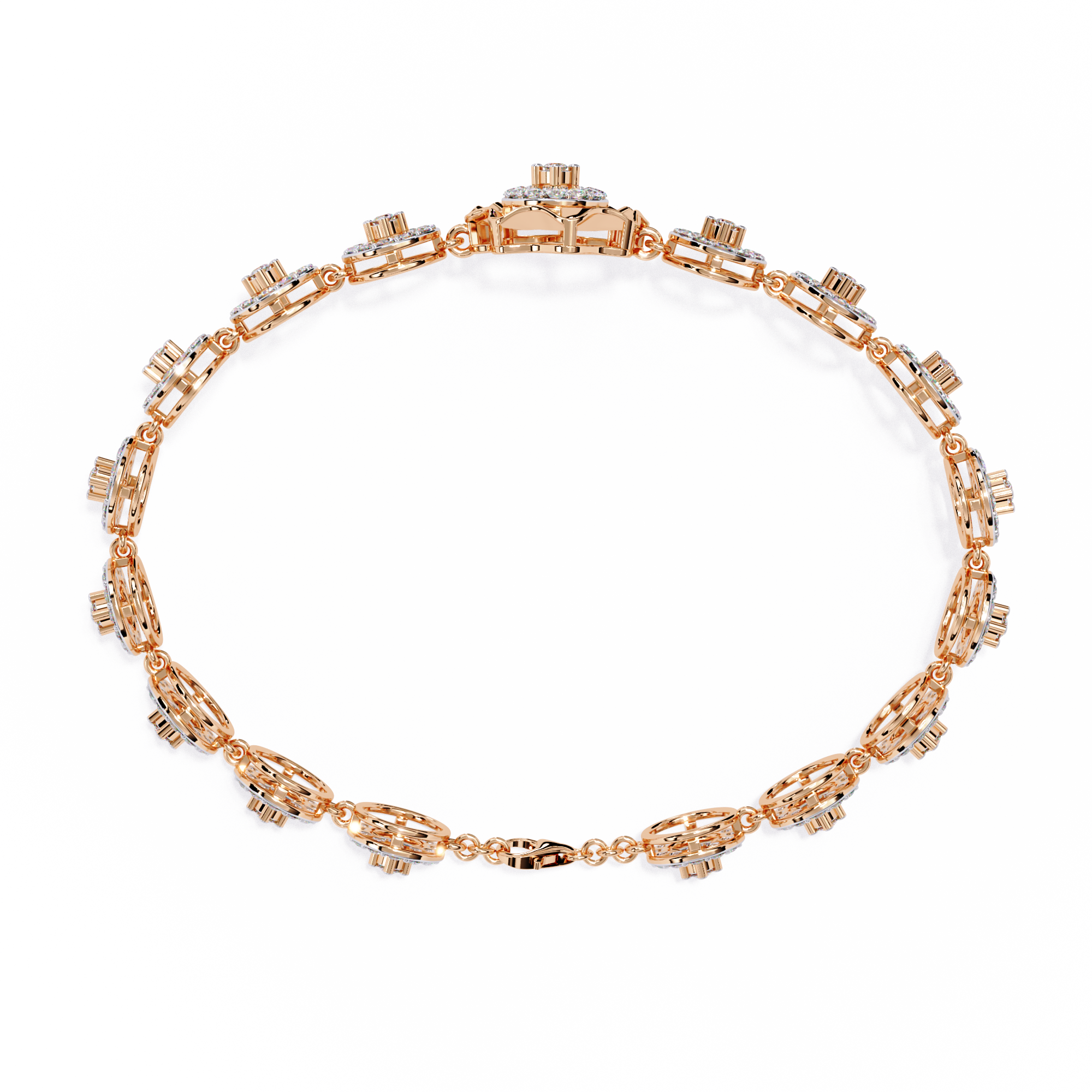 flower Round Lab Grown Diamonds Bracelet