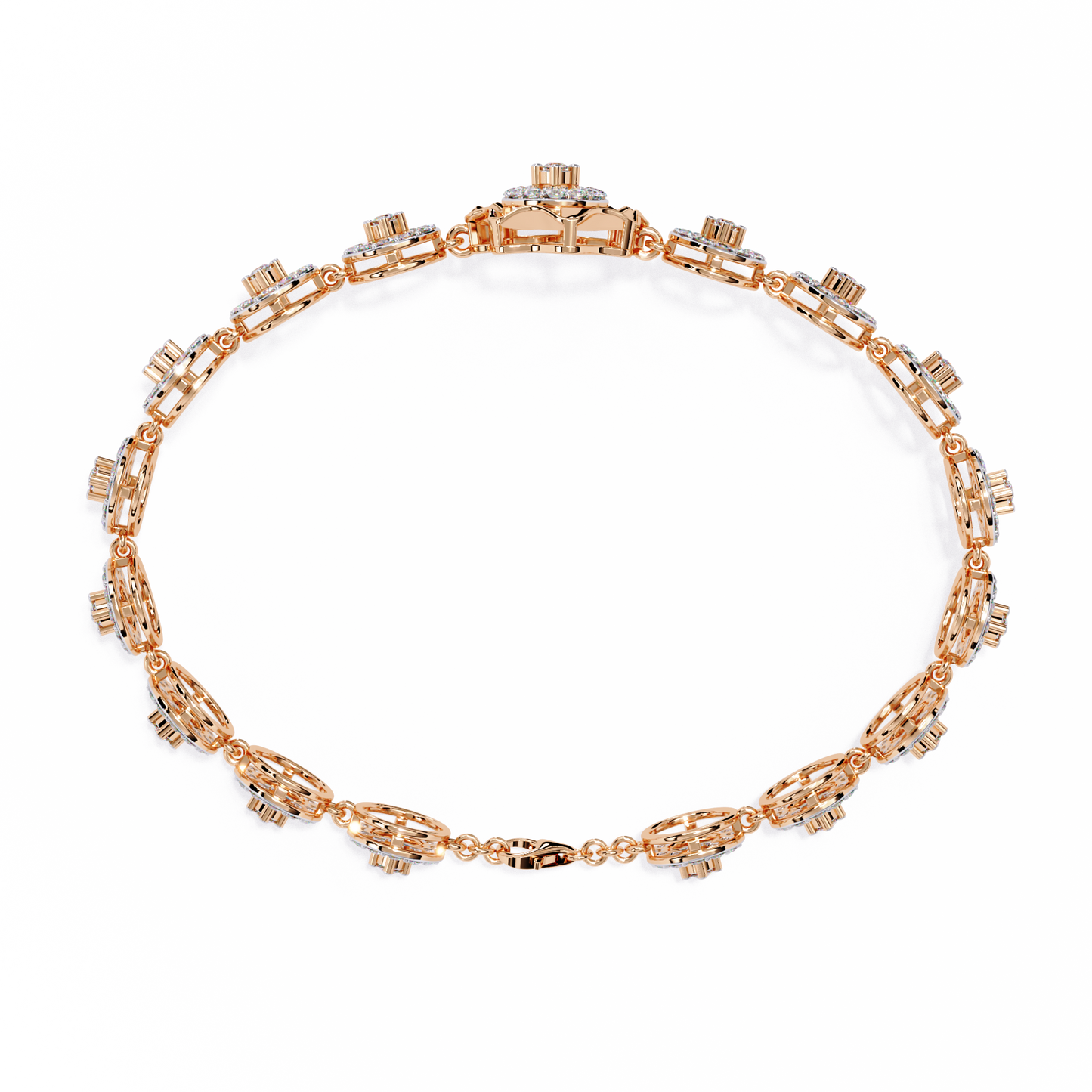 flower Round Lab Grown Diamonds Bracelet