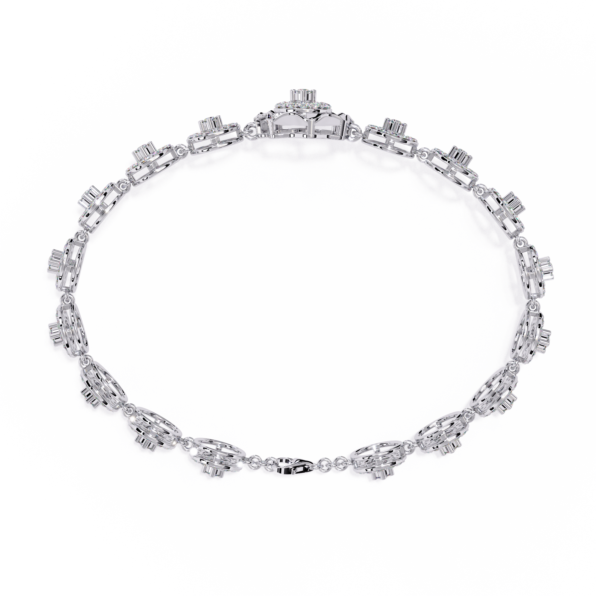 flower Round Lab Grown Diamonds Bracelet
