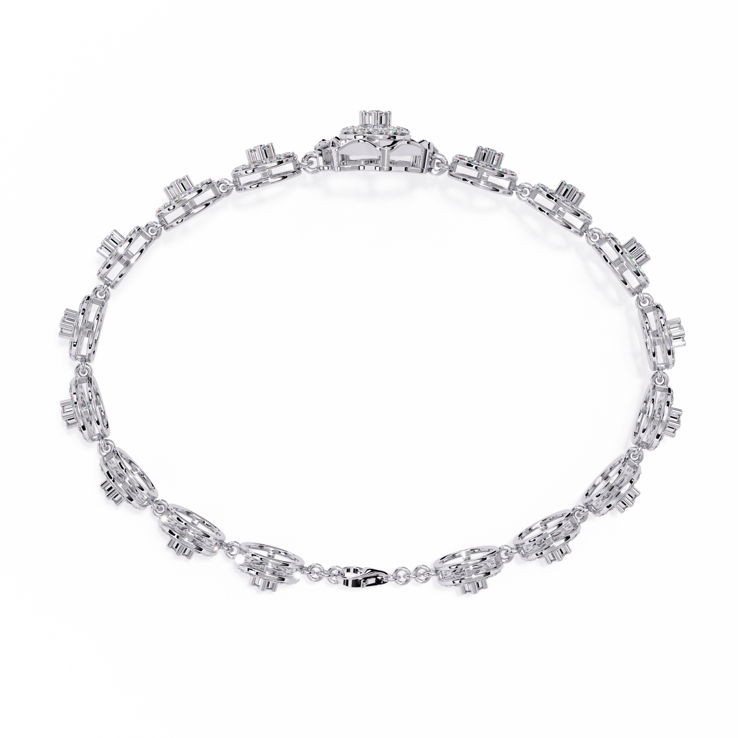 flower Round Lab Grown Diamonds Bracelet