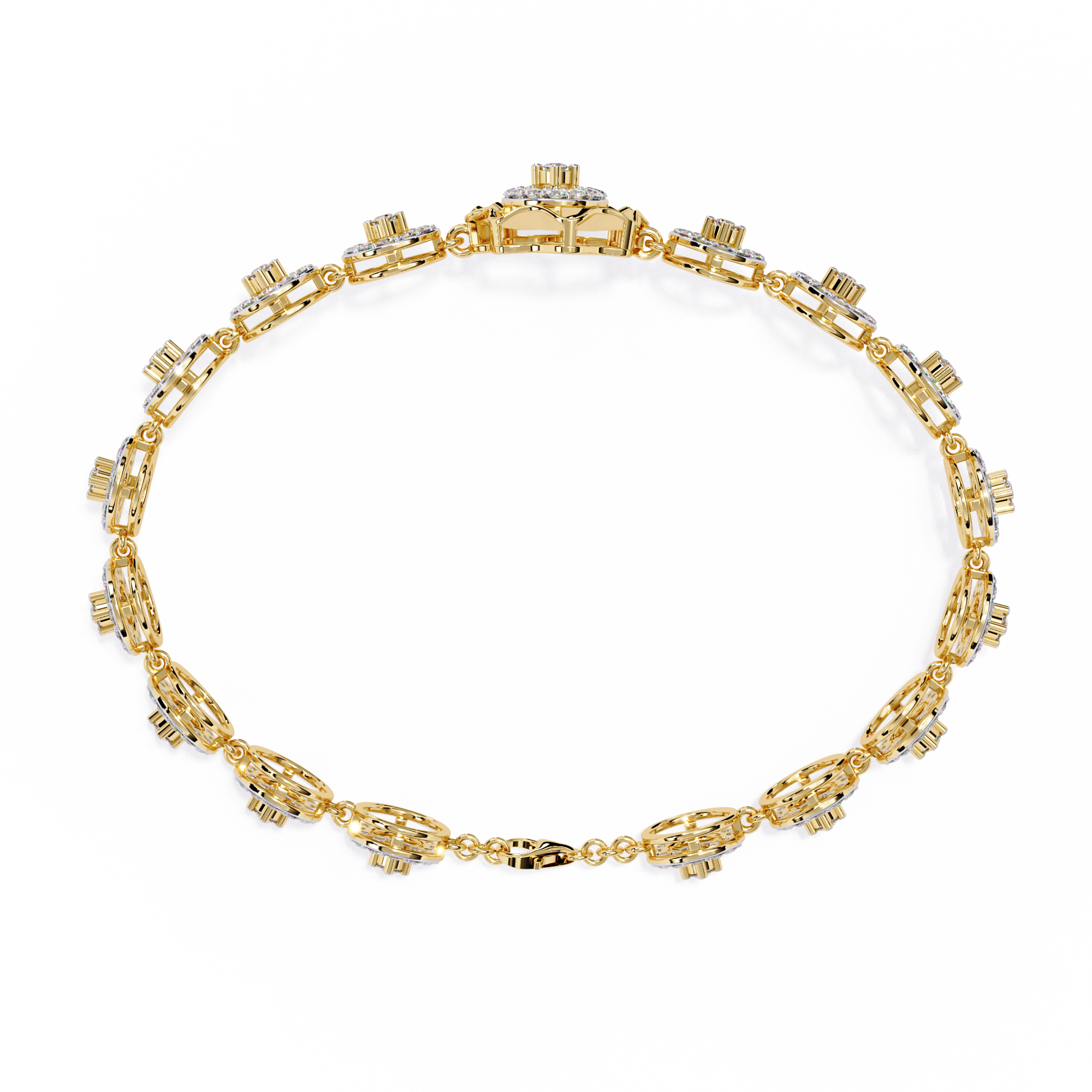 flower Round Lab Grown Diamonds Bracelet