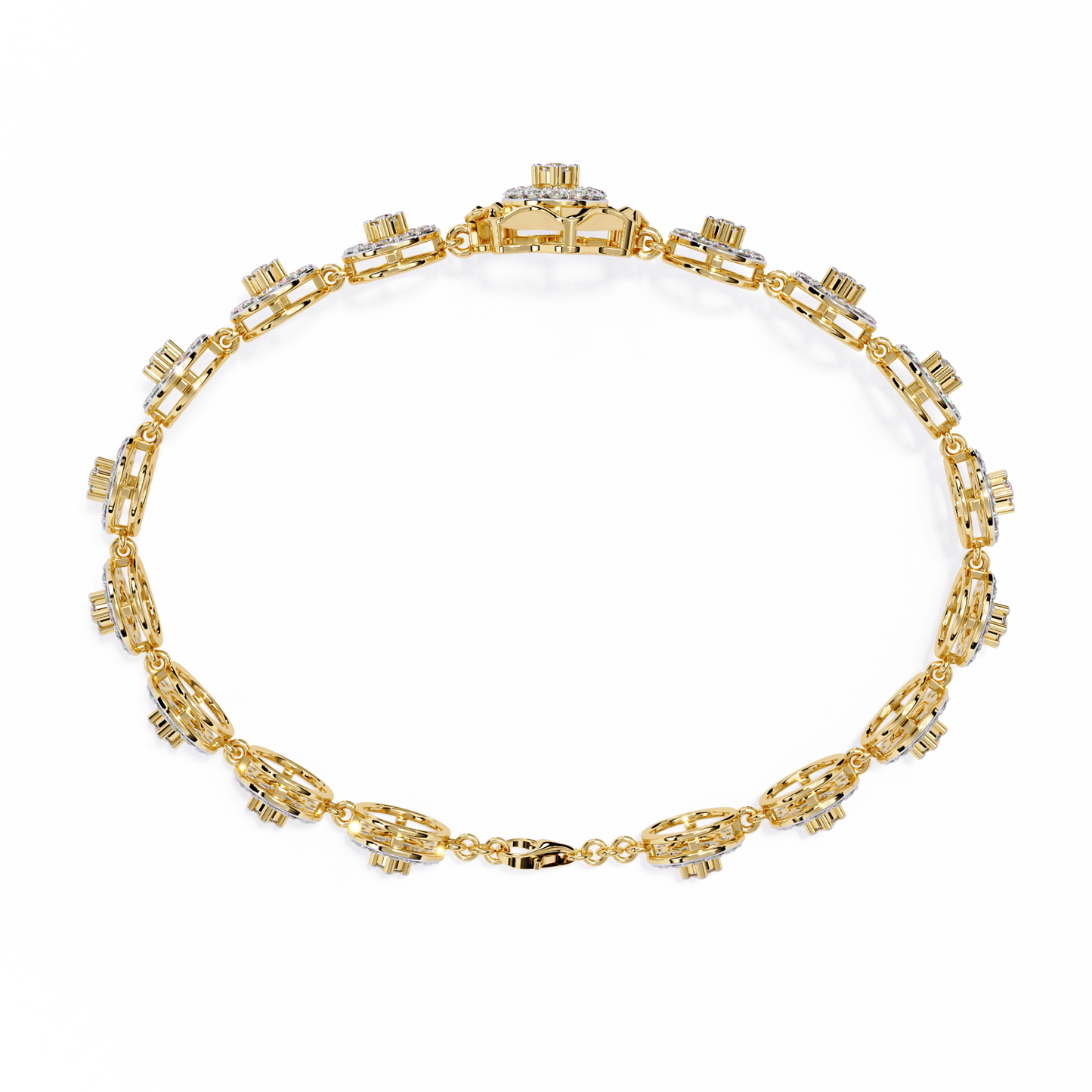 flower Round Lab Grown Diamonds Bracelet