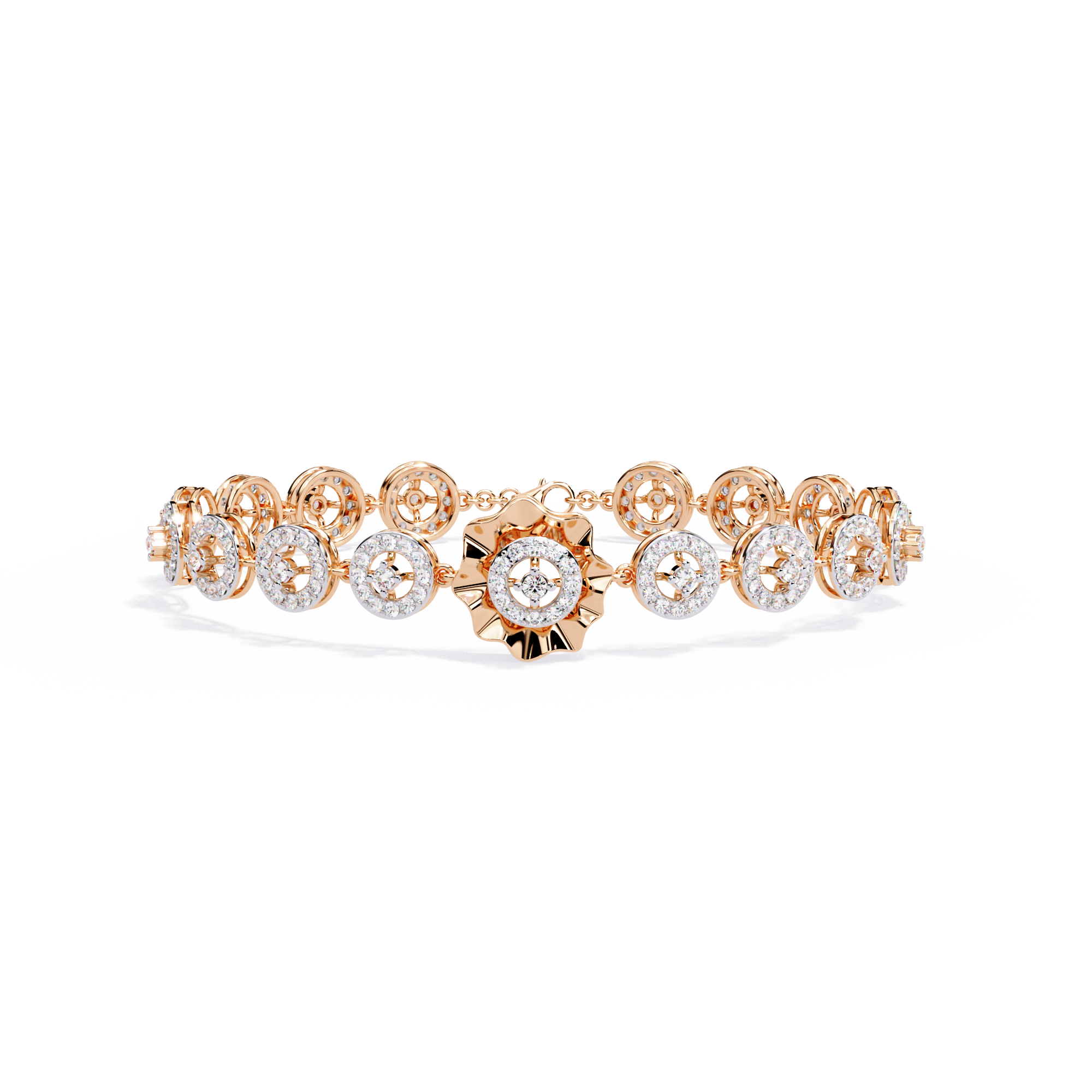 flower Round Lab Grown Diamonds Bracelet