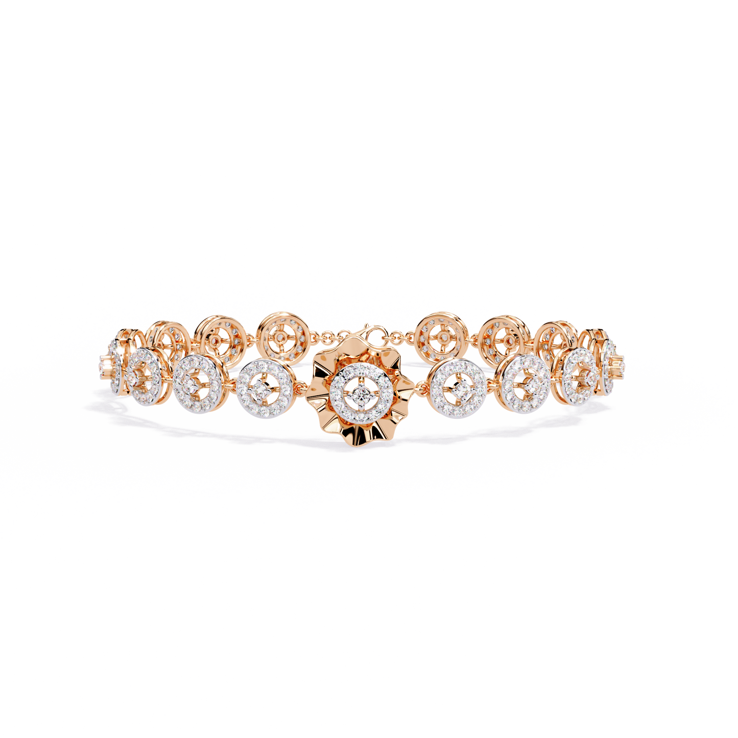 flower Round Lab Grown Diamonds Bracelet