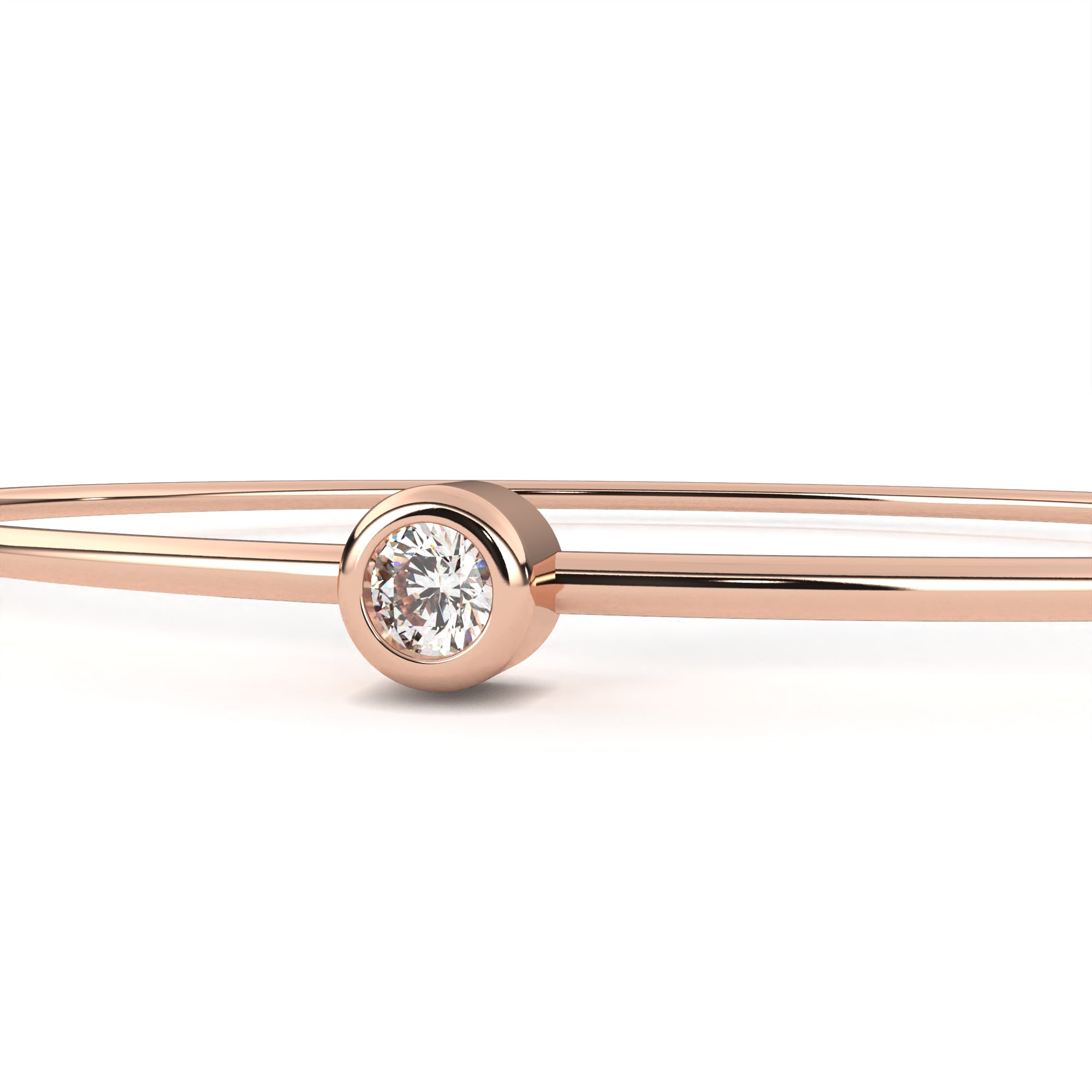 Single Diamond Bezel Cuff Bracelet