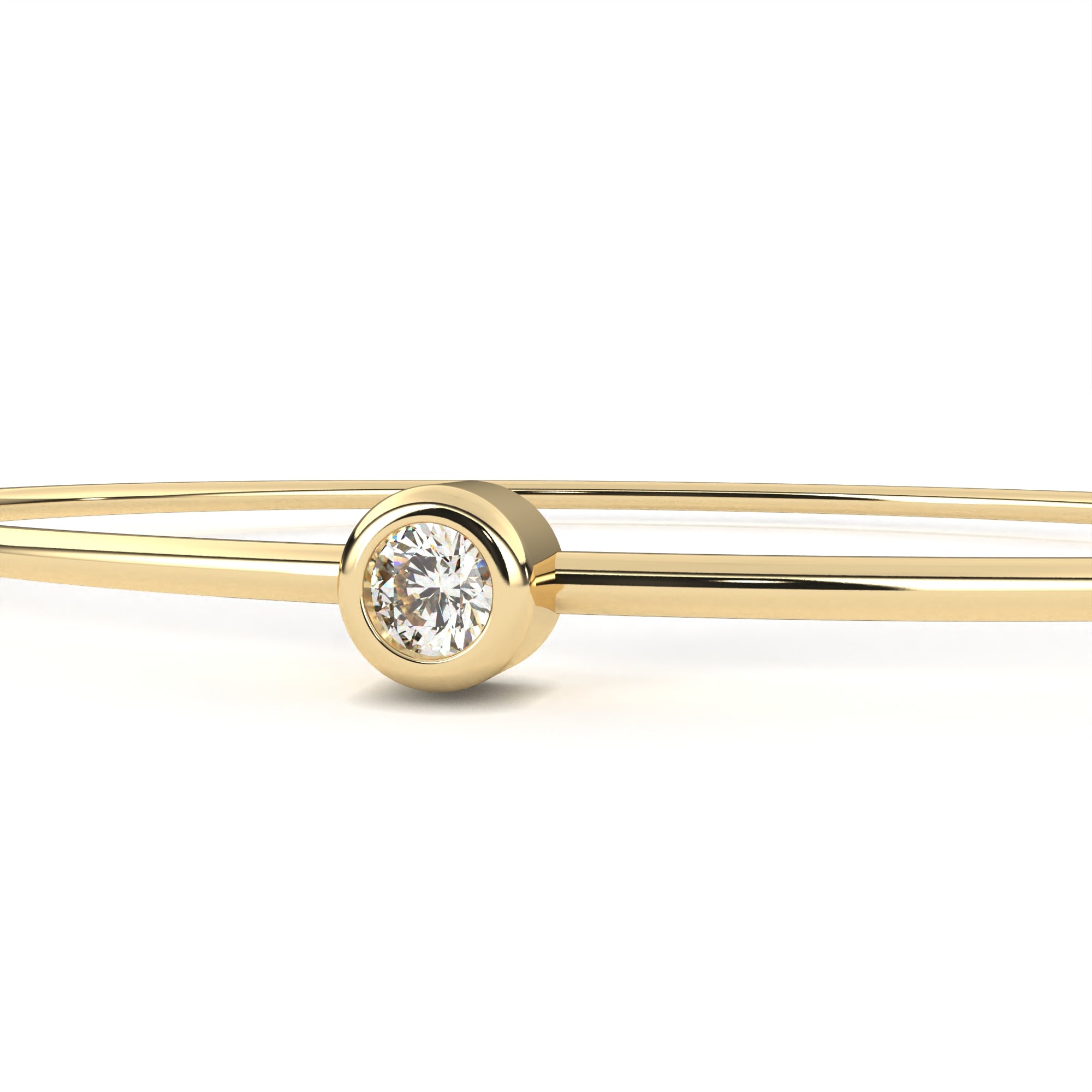 Single Diamond Bezel Cuff Bracelet