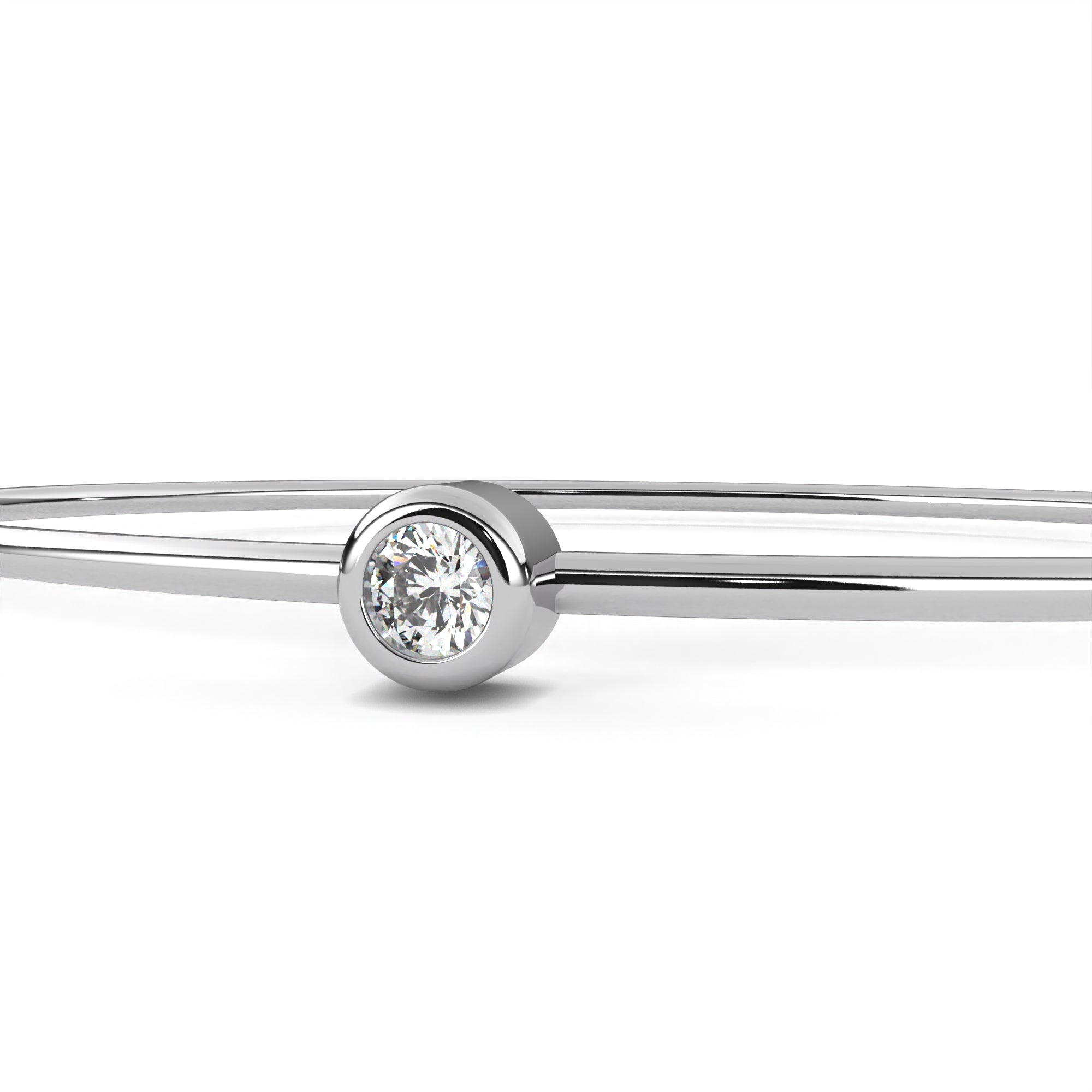 Single Diamond Bezel Cuff Bracelet
