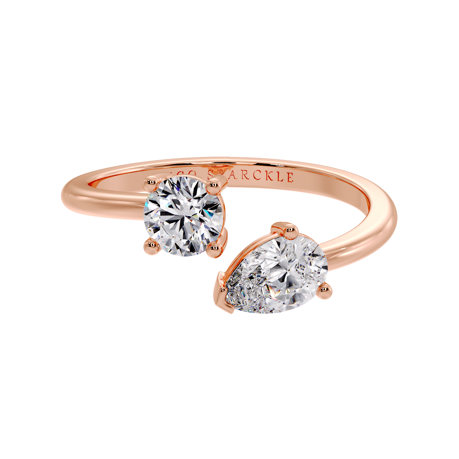 TWO STONE RING ROUND & PEAR